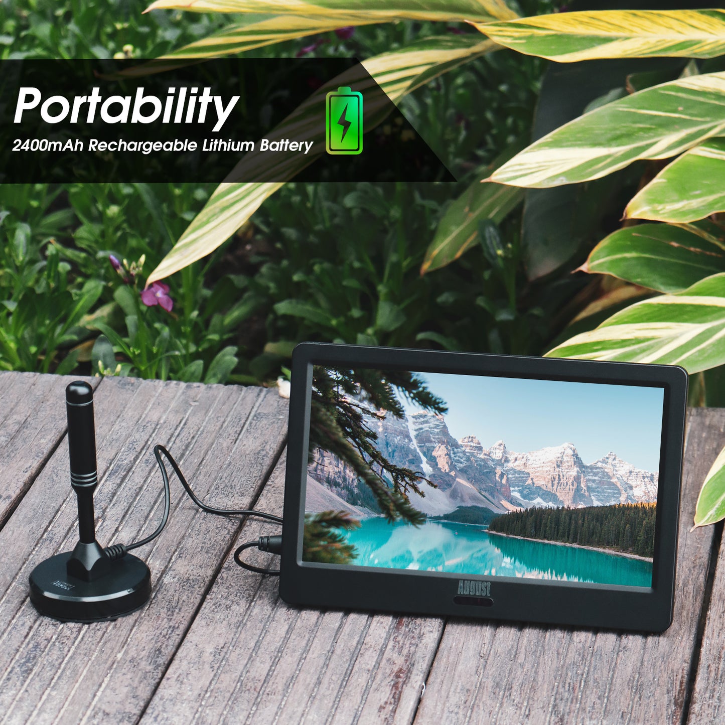 Portable TV Small 9 Inch Freeview HD TV for Campervan Rechargeable Digital USB PVR August DA900D