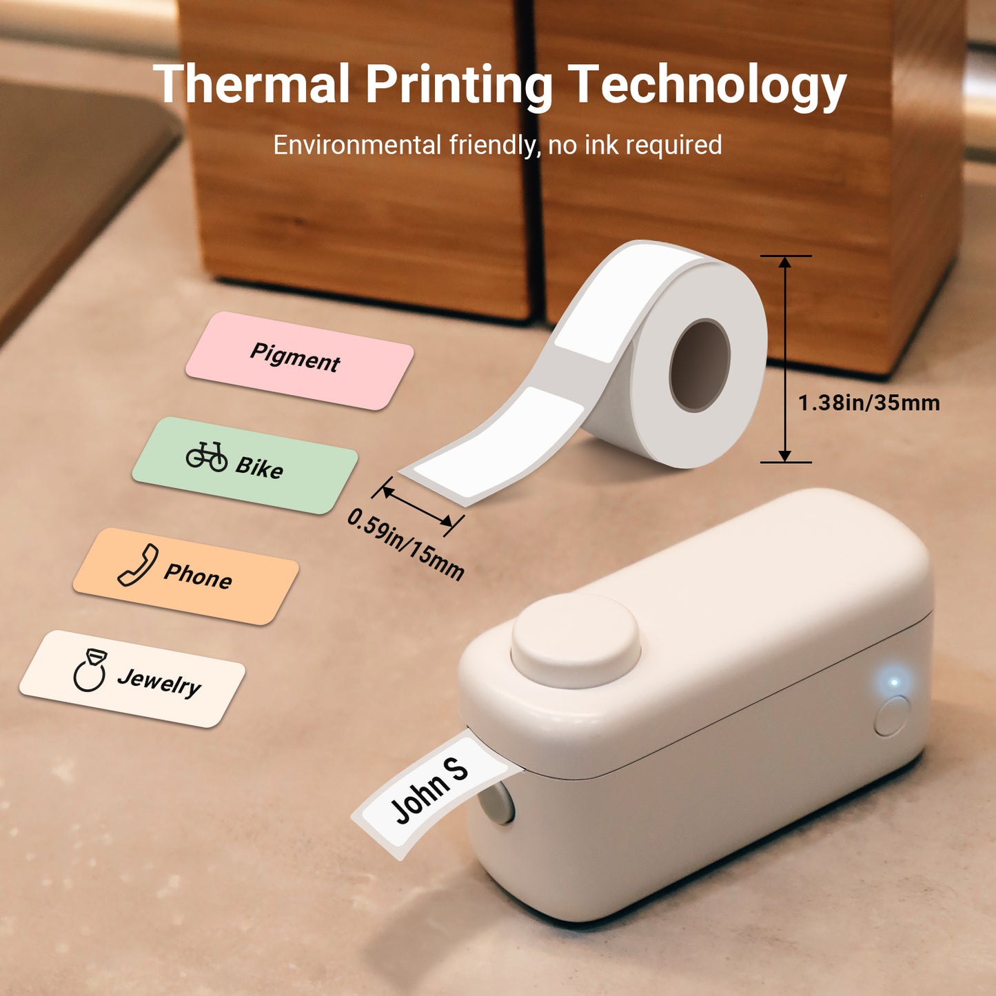 Portable Thermal Label Printer Ink-Less with Bluetooth, Tape, Cutter, Rechargeable Battery – August LBP160W