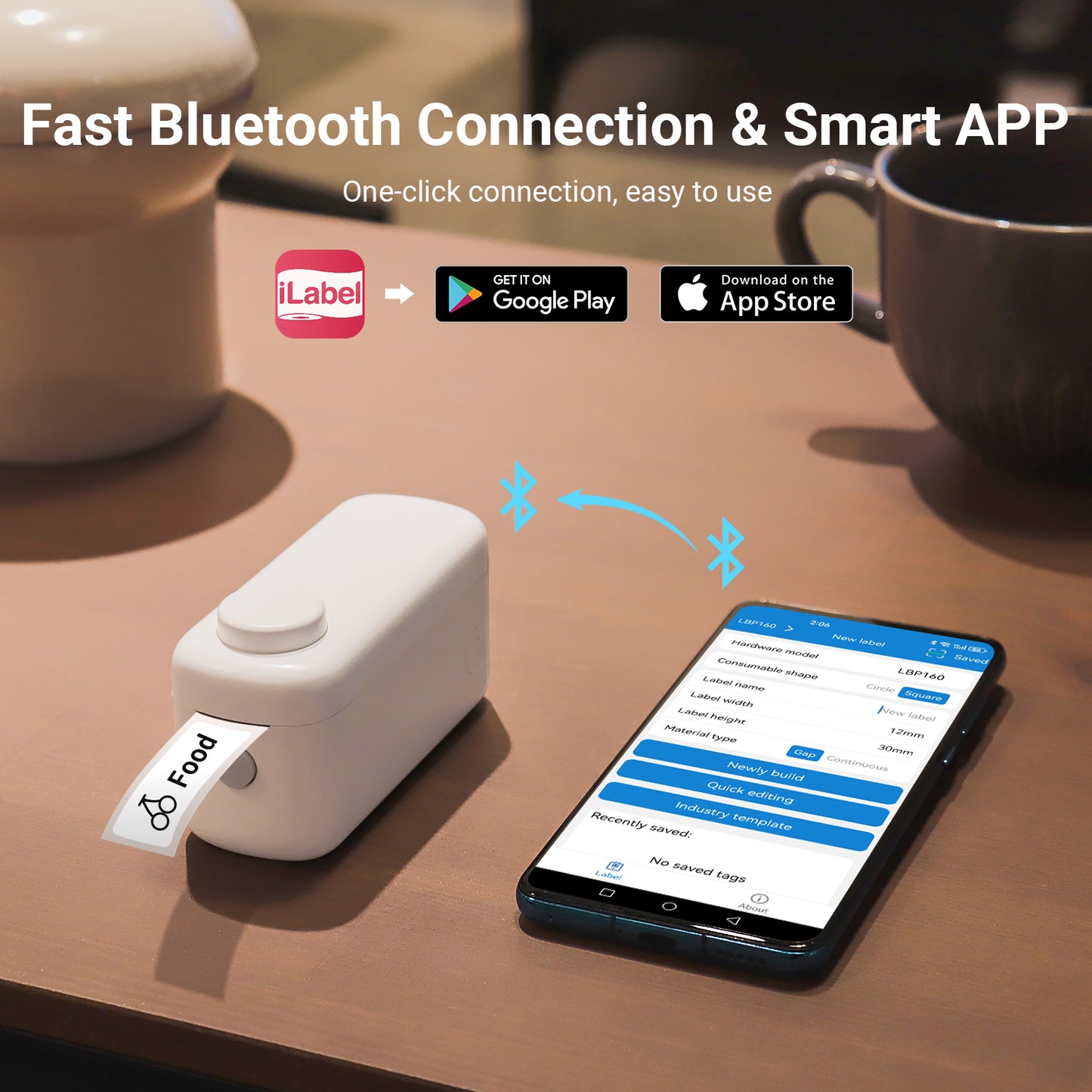 Portable Thermal Label Printer Ink-Less with Bluetooth, Tape, Cutter, Rechargeable Battery – August LBP160W