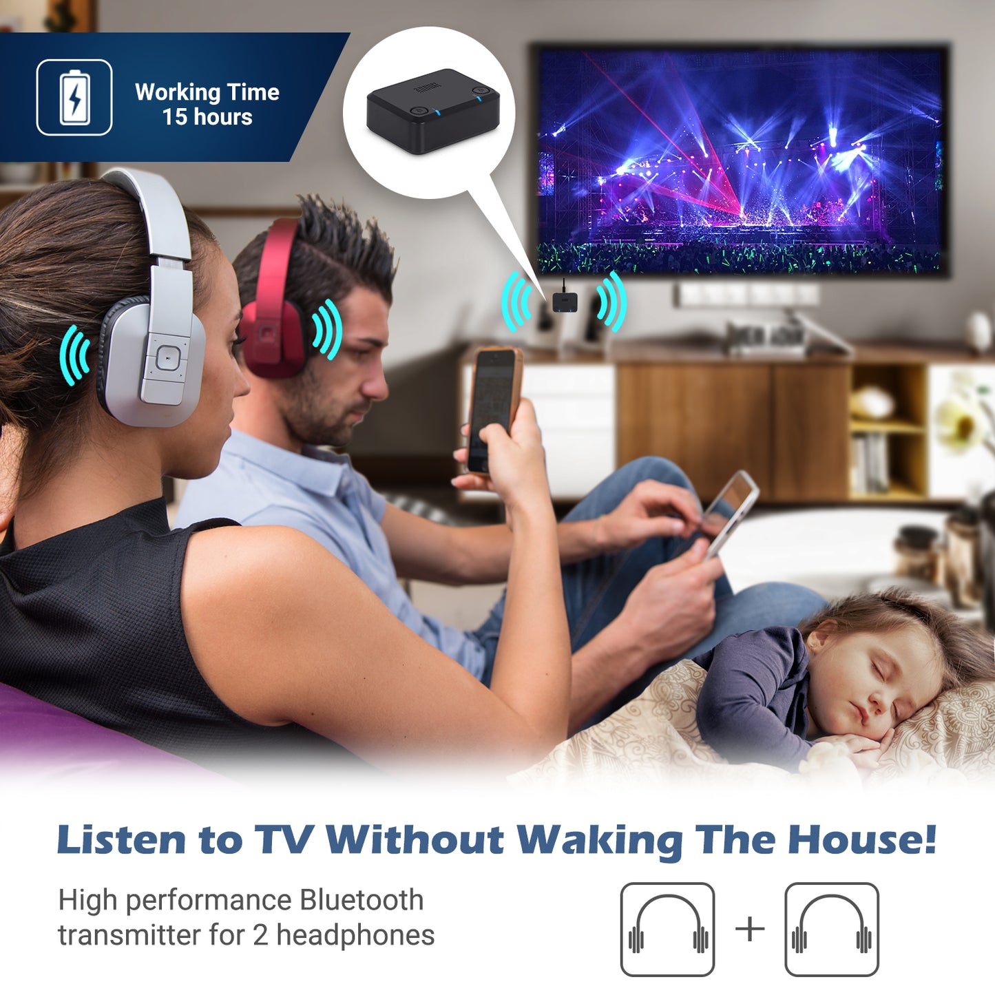Dual Bluetooth Audio Transmitter Adaptor aptX-LL HD AUX RCA Optical - August MR270B-HD