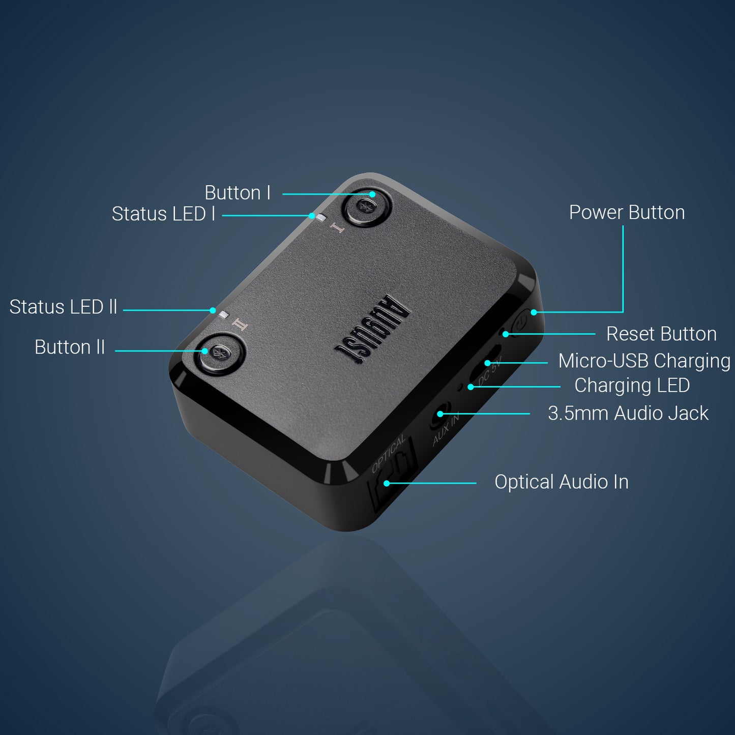 Dual Bluetooth Audio Transmitter Adaptor aptX-LL HD AUX RCA Optical - August MR270B-HD