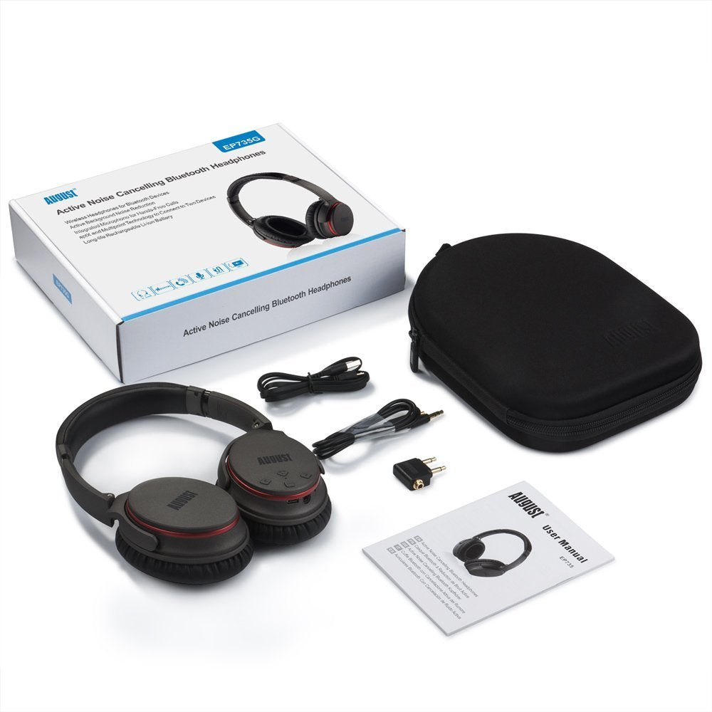 Refurbished - August EP735 - ANC Bluetooth Headphones - Reduce Air Travel Engine Noise August Headphones iDaffodil - Consumer Electronics at Affordable Prices
