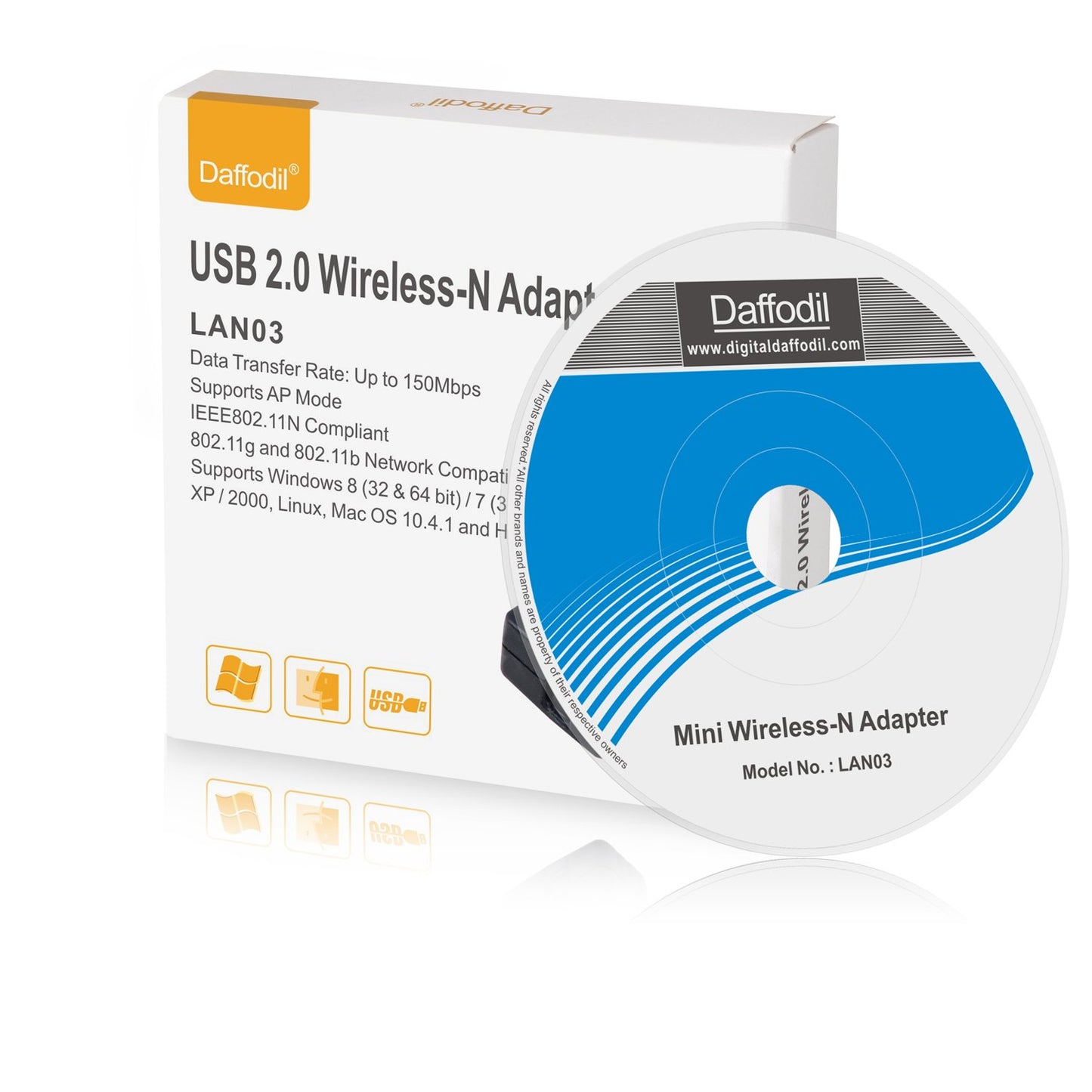 High Speed Wireless Network Adaptor LAN03 - Add WiFi to your PC or Replace a Faulty Network Card - N Class Internet Dongle iDaffodil Wifi Dongles iDaffodil - Consumer Electronics at Affordable Prices