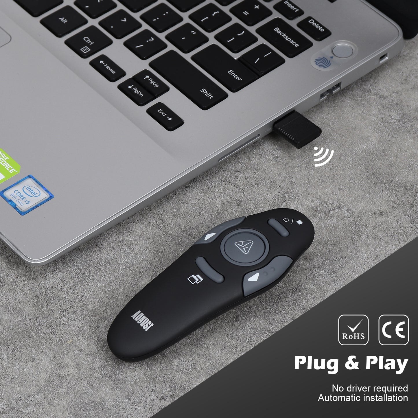 Wireless Presenter Remote Control for Slideshows - August LP205R