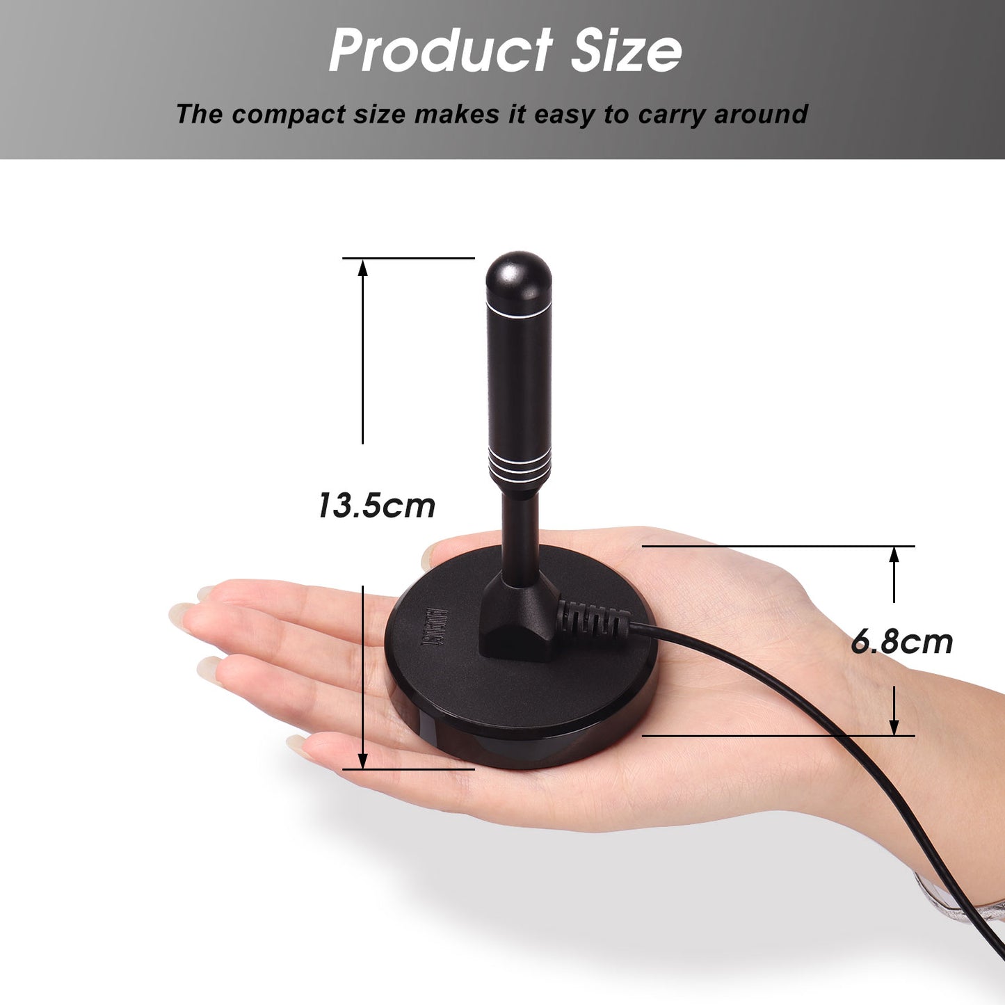 High Gain Portable Freeview TV Aerial DAB FM Antenna with Magnetic Base for Camping, Caravan, Homes - August DTA240