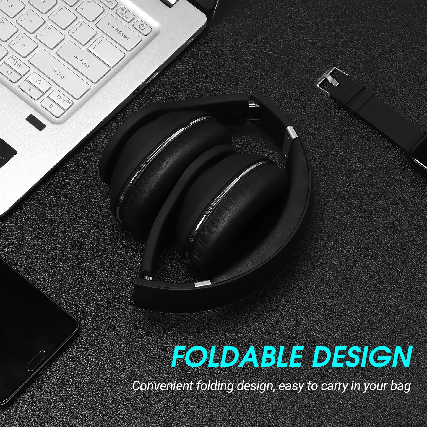 Bluetooth Retro Wireless Headphones aptX LL Stereo Audio NFC Pairing August EP640 - Black