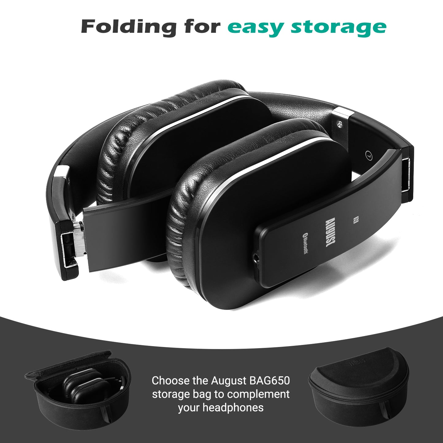 Bluetooth Over Ear Headphones NFC aptX Low Latency for PC and Mobile - August EP650