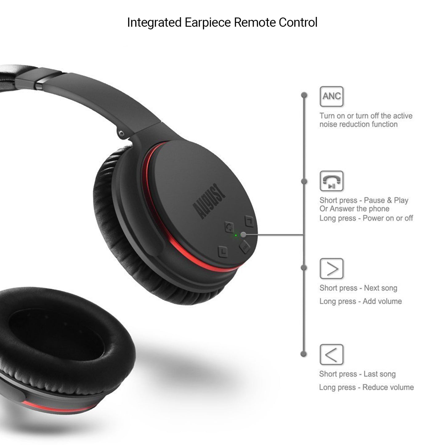 Refurbished - August EP735 - ANC Bluetooth Headphones - Reduce Air Travel Engine Noise August Headphones iDaffodil - Consumer Electronics at Affordable Prices