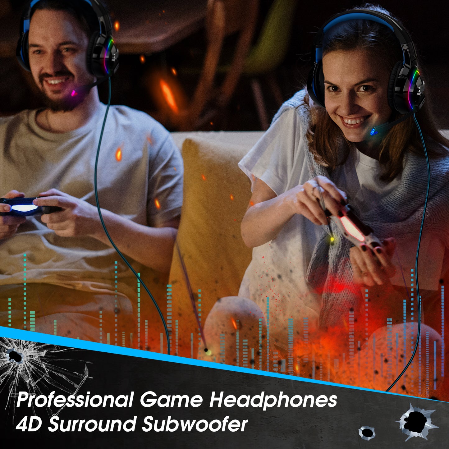 RGB Gaming Headset For PS4/5 XBOX ONE Nintendo Switch & PC 3.5mm Mic USB EPG100L