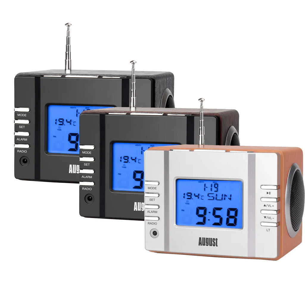 Bedside Radio Alarm Clock MP3 Player + Remote Control August MB300