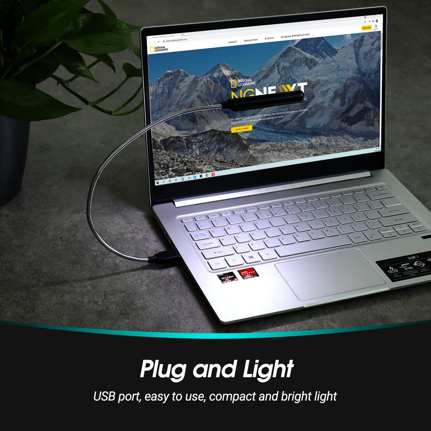 USB LED Keyboard Lamp Flexible Gooseneck Laptop Reading Light MAC Chromebook ULT05