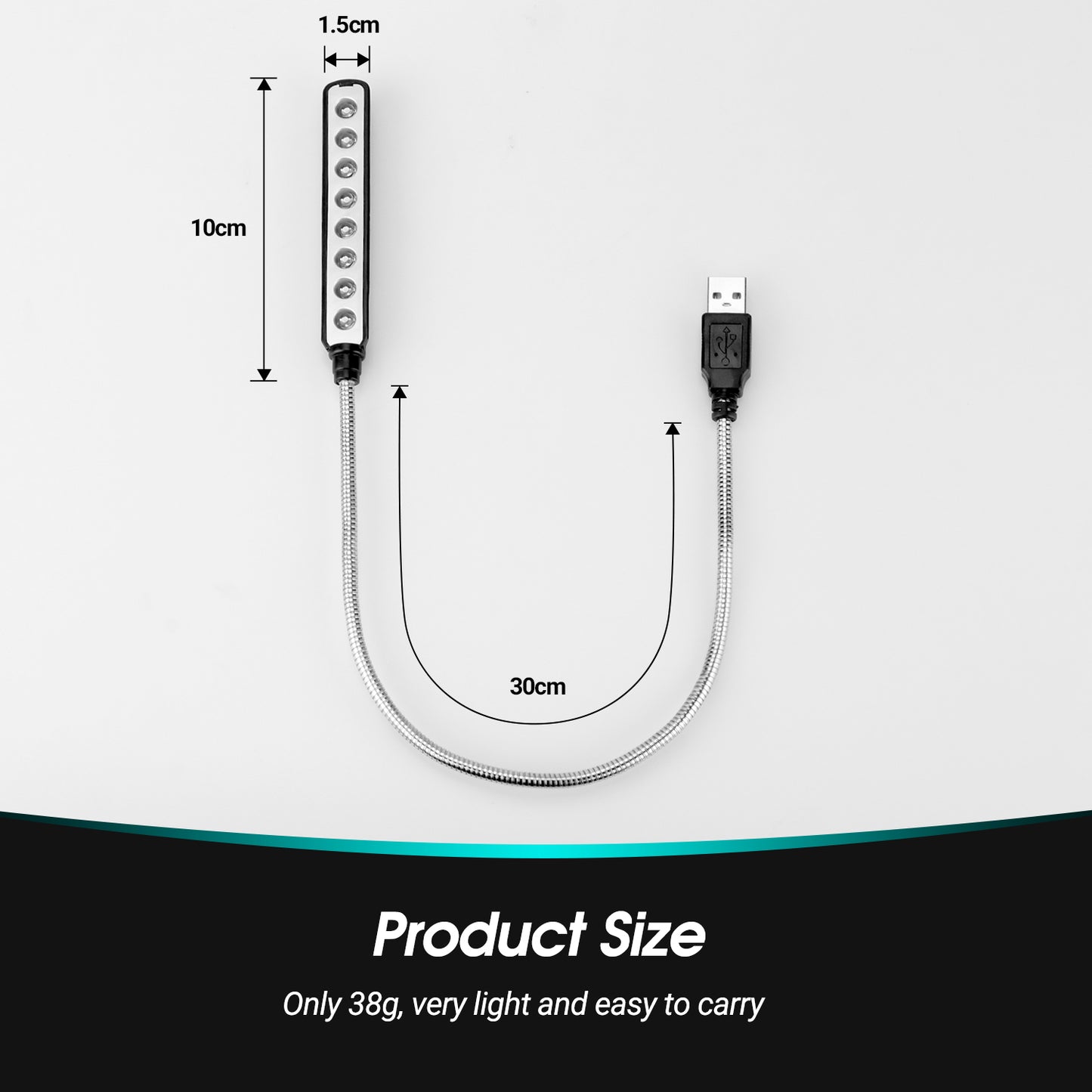 USB LED Keyboard Lamp Flexible Gooseneck Laptop Reading Light MAC Chromebook ULT05