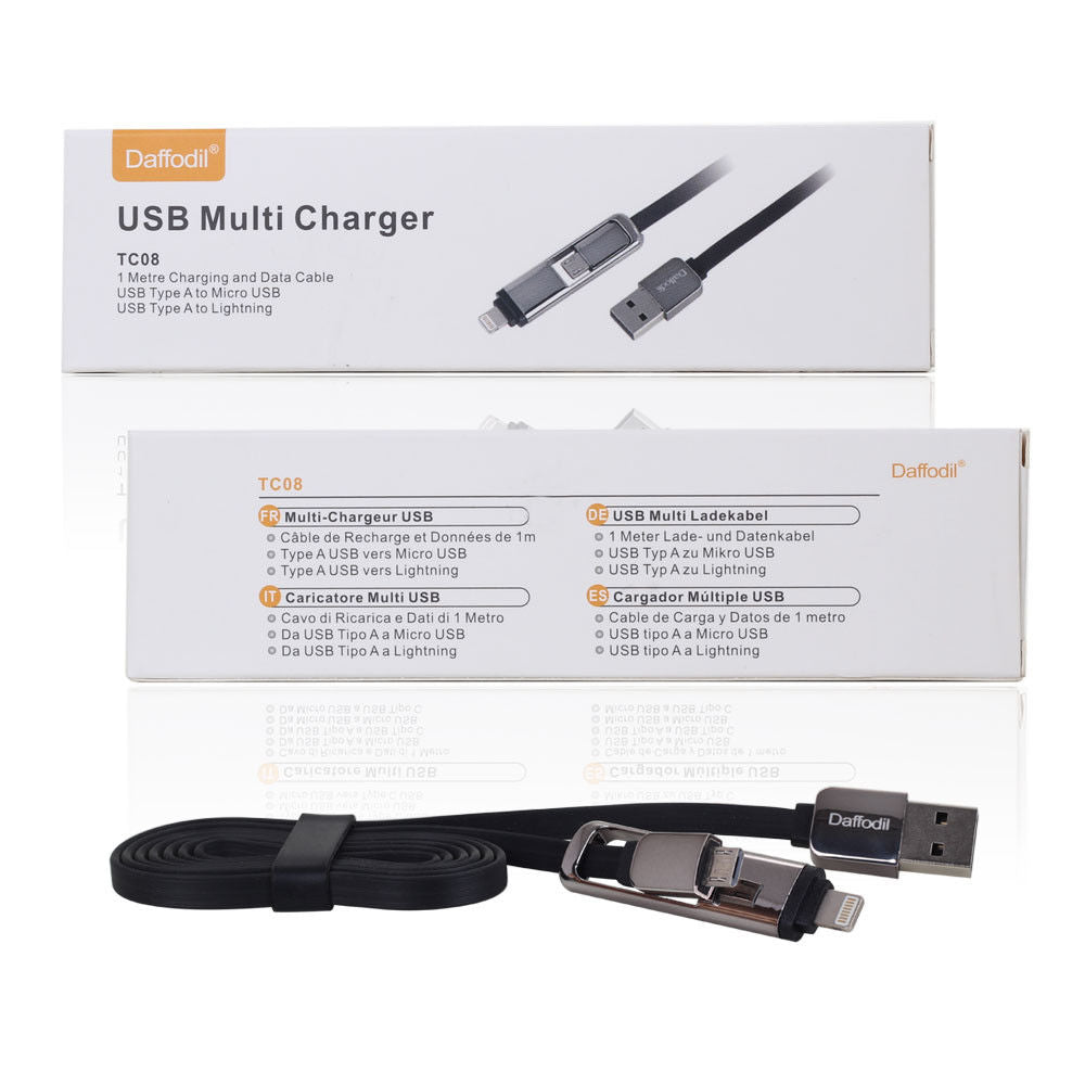 USB Multi Charger Cable - Micro USB / Apple Lightning - Daffodil TC08 iDaffodil Phone Accessories iDaffodil - Consumer Electronics at Affordable Prices