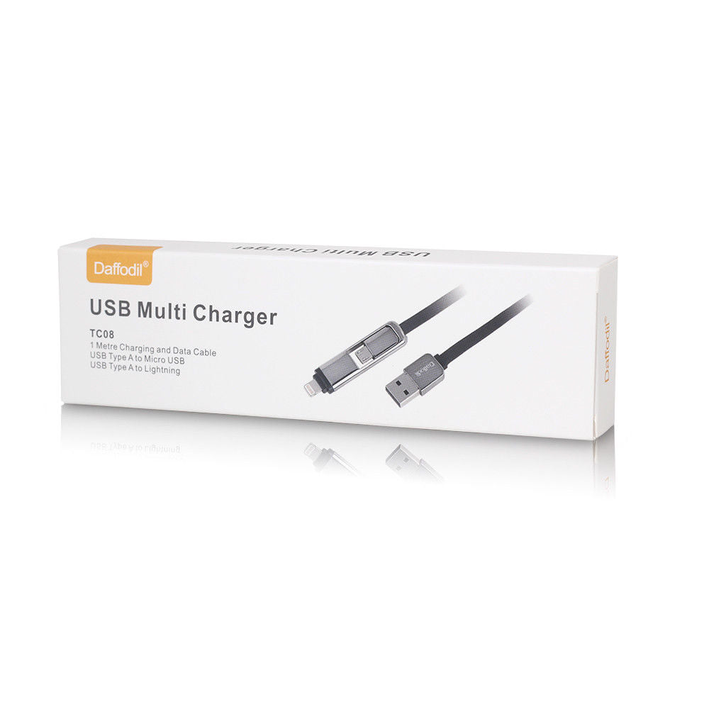 USB Multi Charger Cable - Micro USB / Apple Lightning - Daffodil TC08 iDaffodil Phone Accessories iDaffodil - Consumer Electronics at Affordable Prices