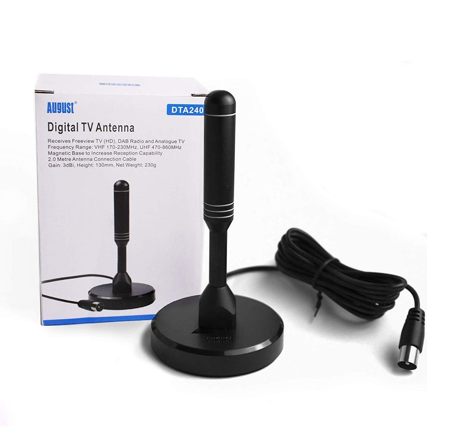 August DTA240 - HighGain TV Aerial For Freeview HD / DAB Radio with Magnet Base August TV Aerial iDaffodil - Consumer Electronics at Affordable Prices