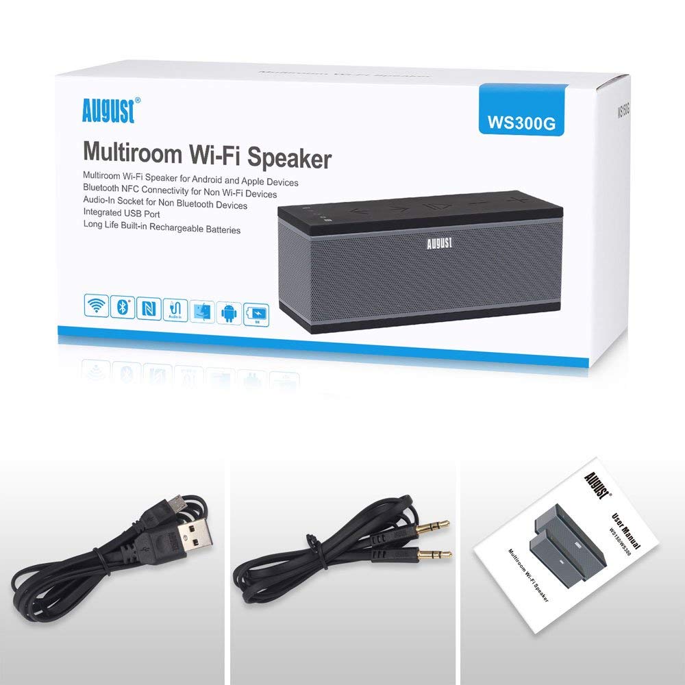 Stereo Wifi and Bluetooth Portable Speakers with Multiroom App - August WS300