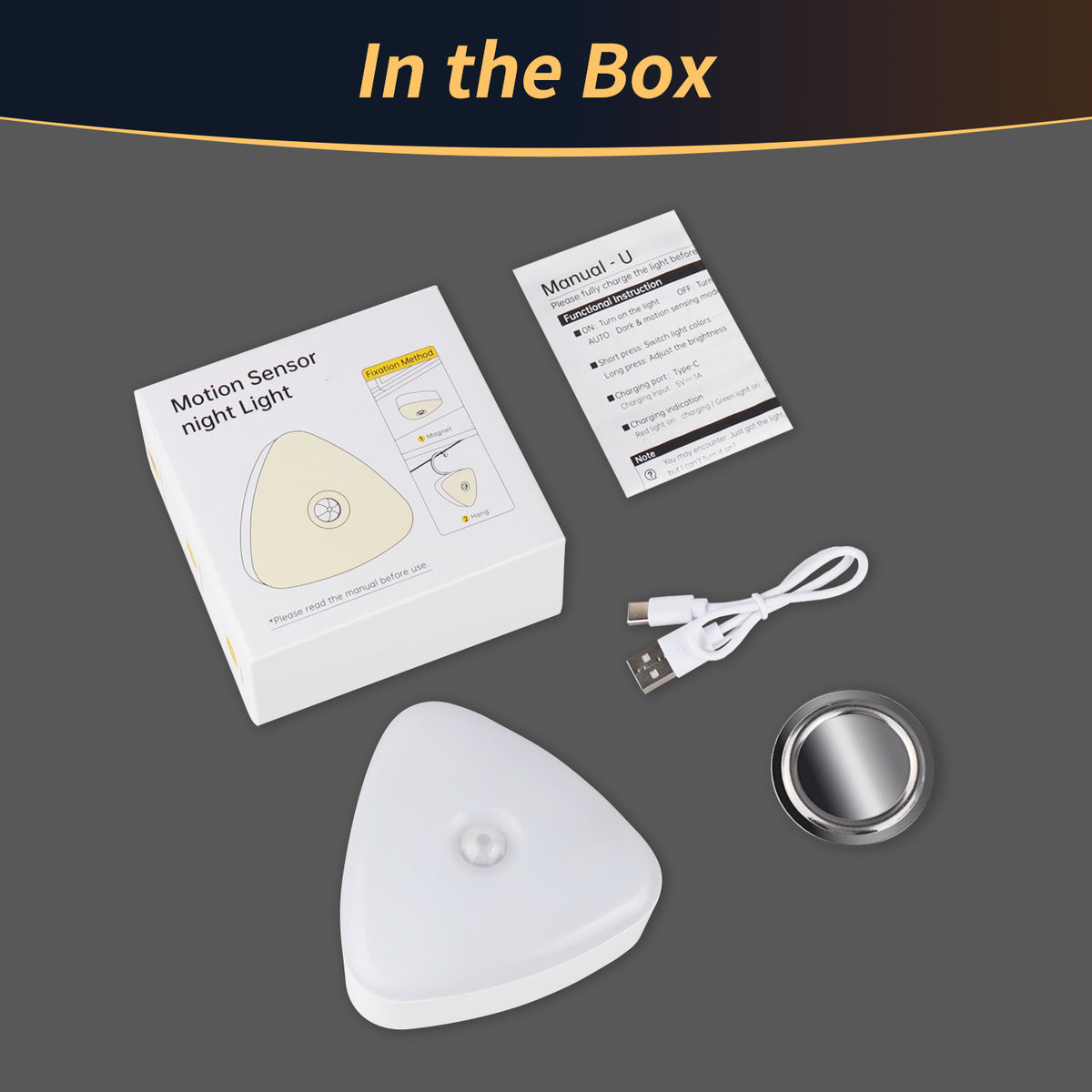LED Motion Sensor Light, Warm or Cool White, Rechargeable - AUG LEC033