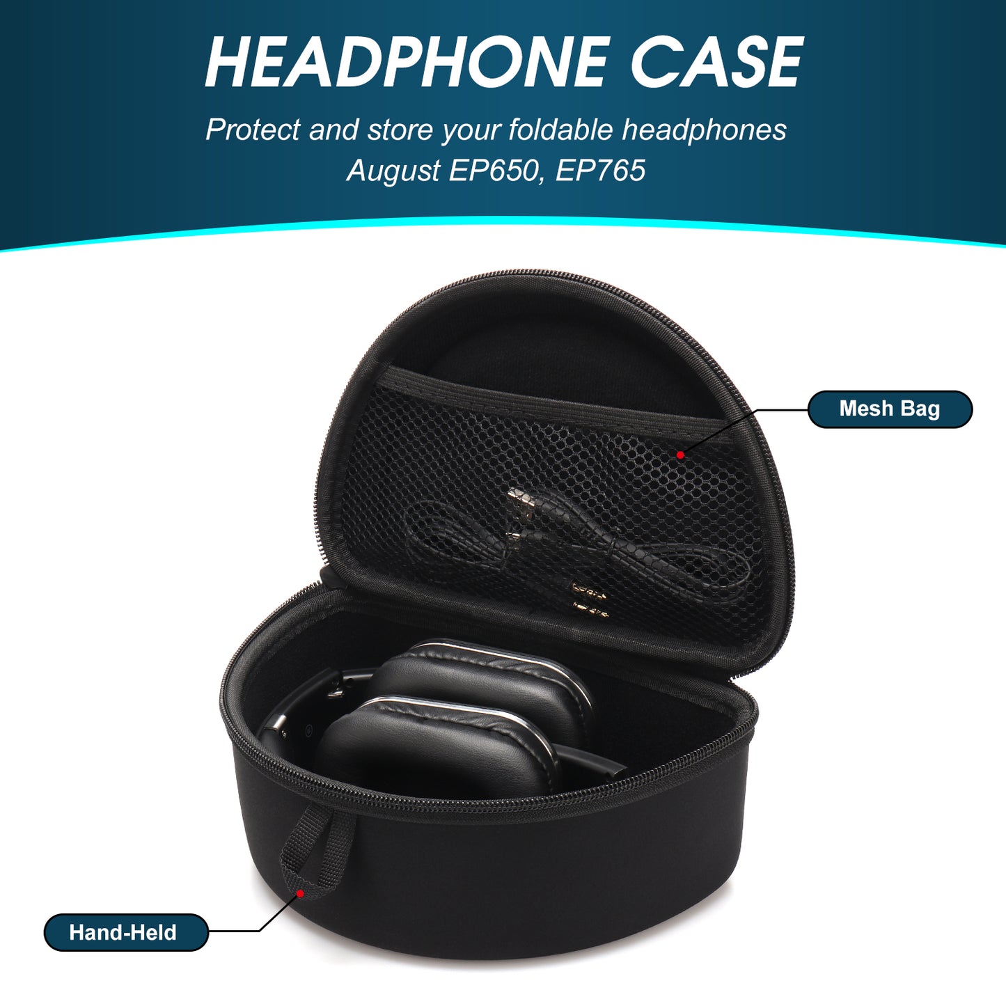 Folding Over Ear Headphone Case -Travel Bag for EP650 and EP640 Bluetooth Wireless Stereo Headphones