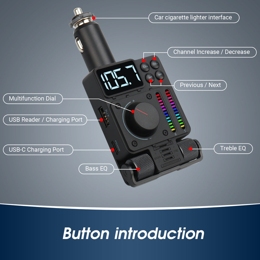 Bluetooth FM Transmitter for Car and Hands Free Car Kit with USB Port August CR235
