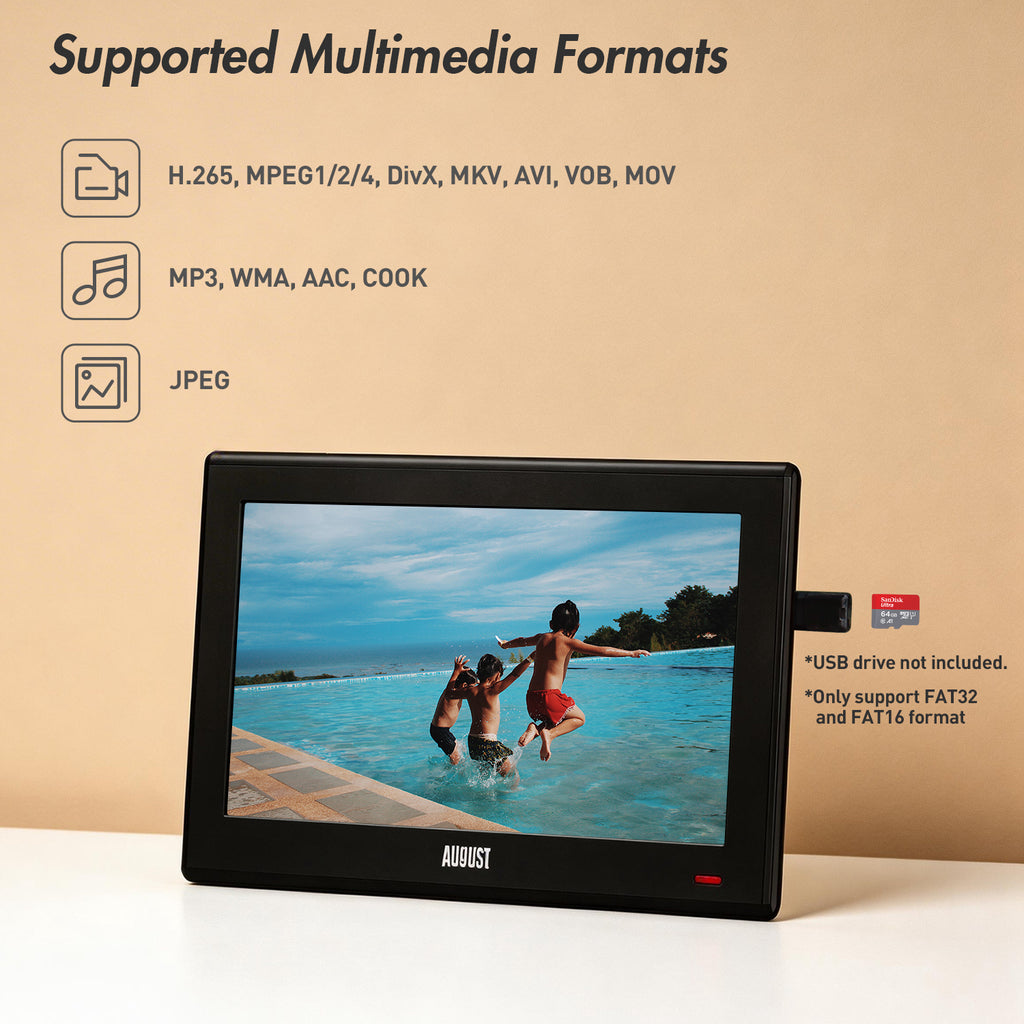 Portable TV 10 Inch Freeview Digital HDMI USB PVR AV-In Multimedia Freeview, Freeview HD - August DA100D [Refurbished: 6 Month Warranty]