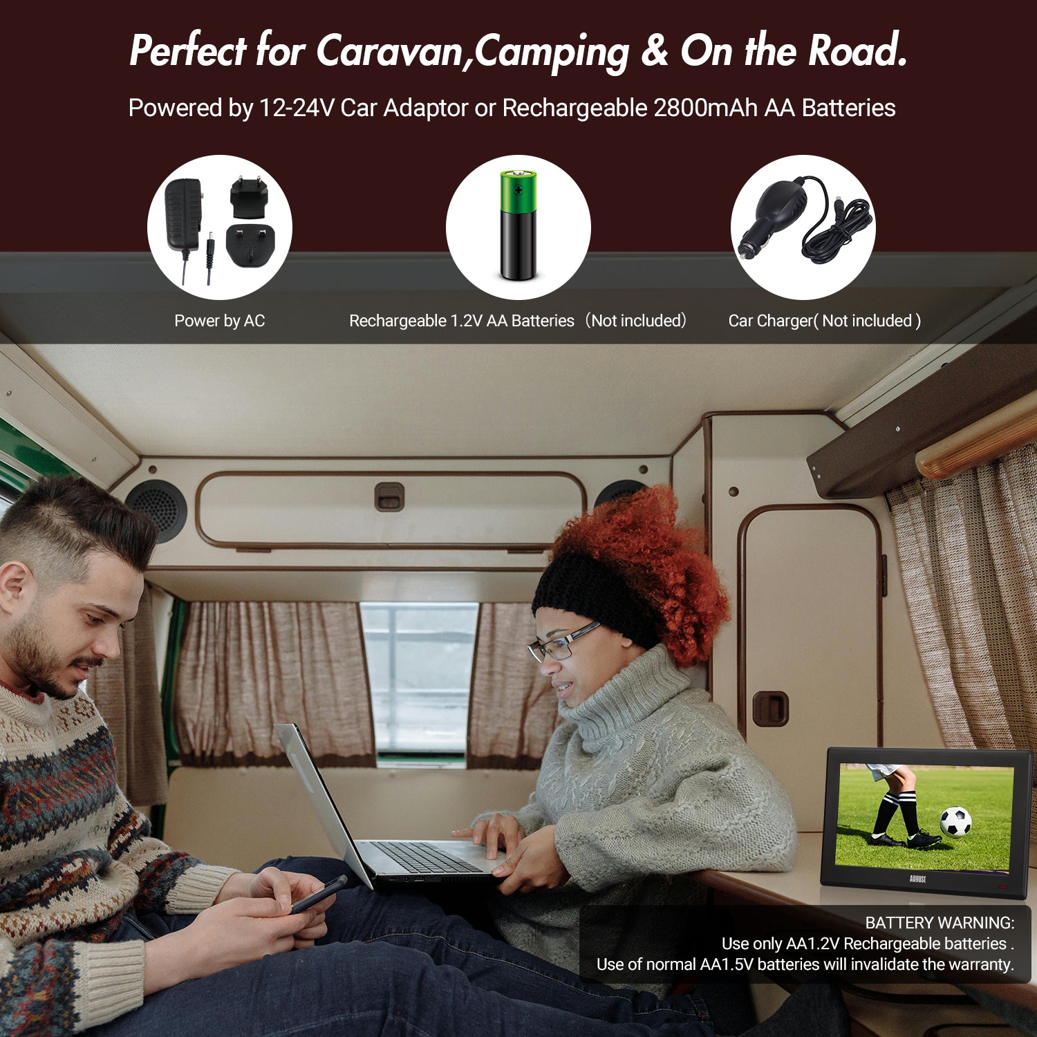 Portable Mini TV with Freeview 10 Inches Digital HDMI USB PVR Multimedia Freeview, Freeview HD - August DA100D