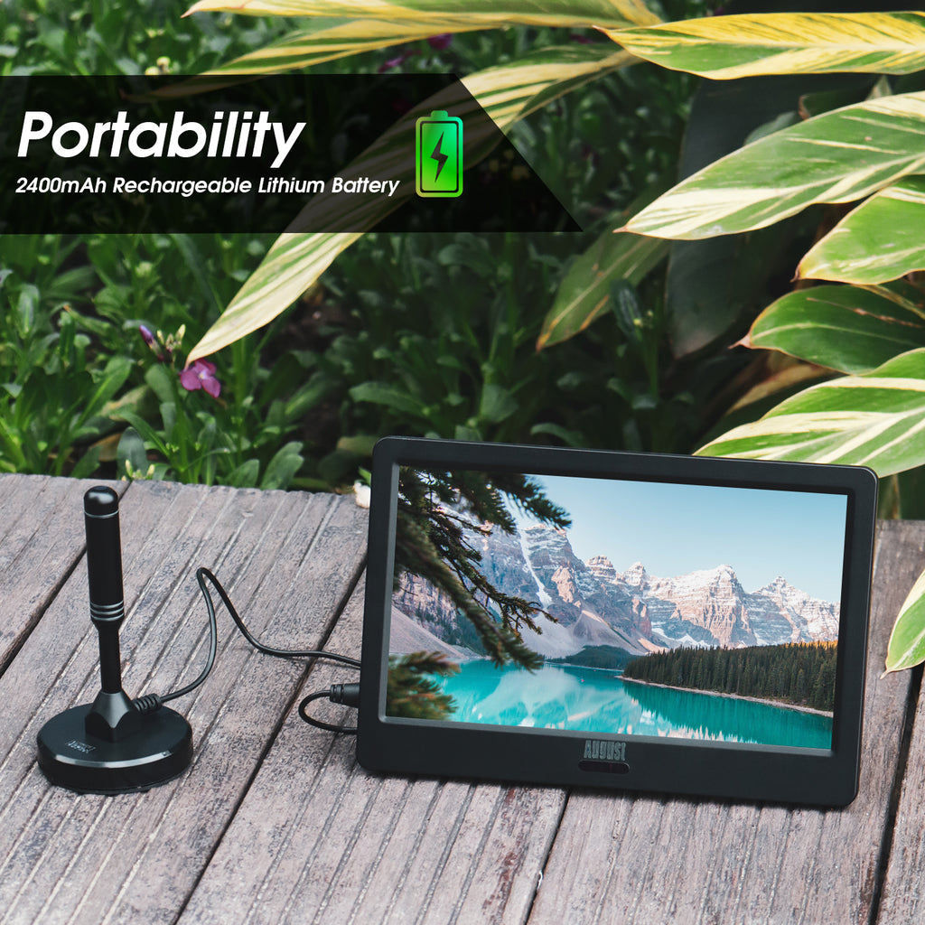 Portable TV 9" Freeview HD Rechargeable Battery HDMI AV USB PVR - August DA900D [Refurbished: 6 Month Warranty]