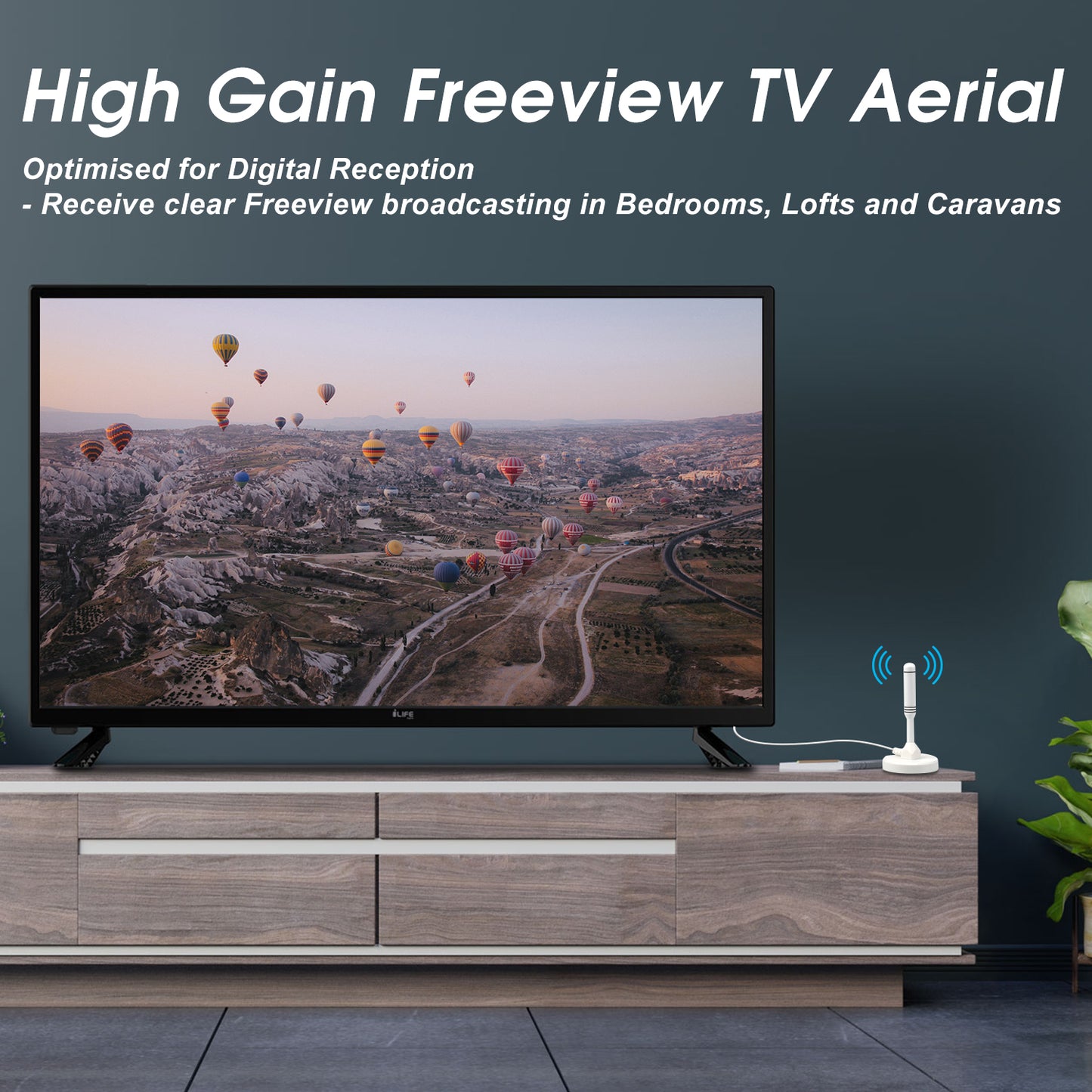 High Gain Portable Freeview TV Aerial DAB FM Antenna for Caravan Motorhome - August DTA240 [Refurbished]