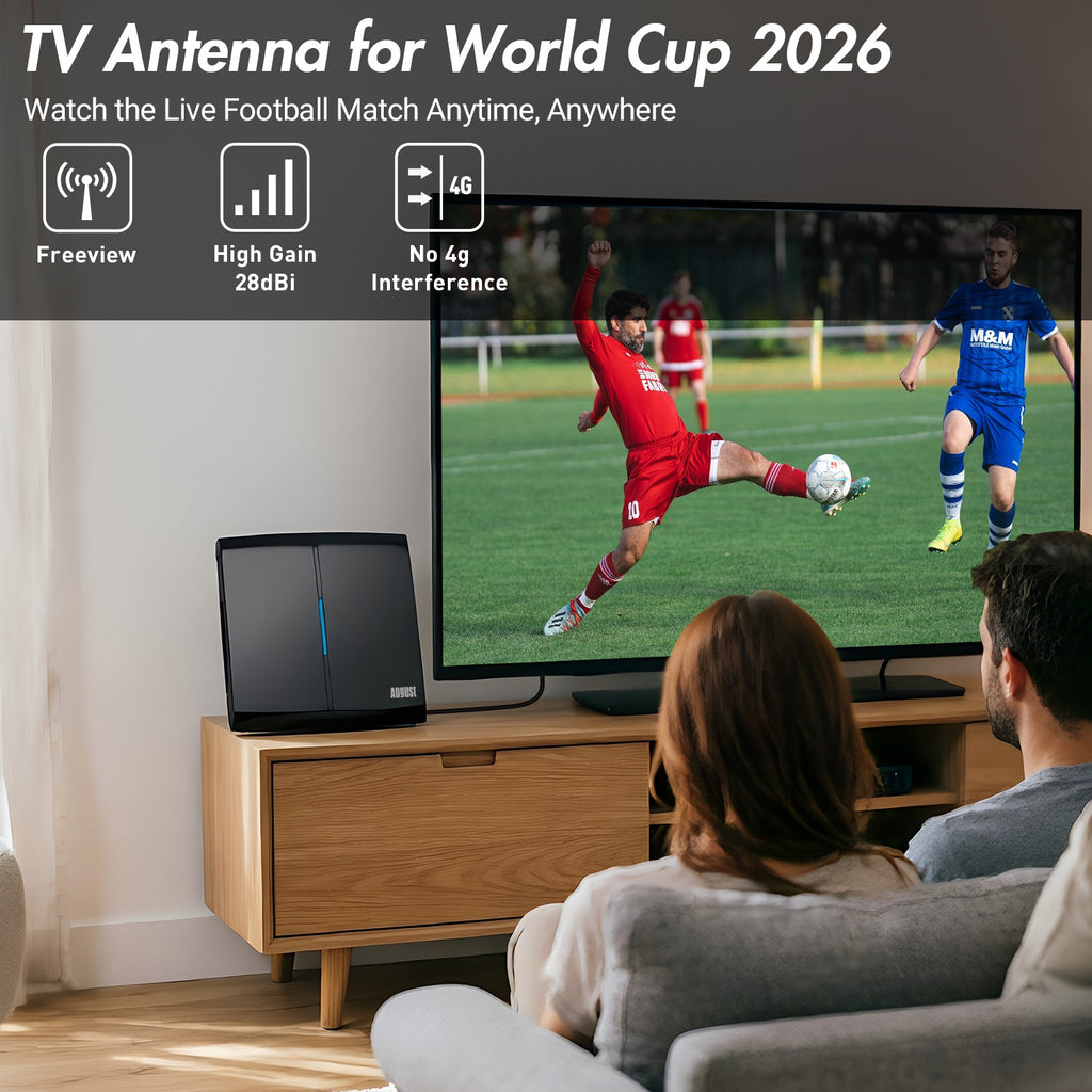 August DTA300 Amplified Indoor Freeview TV Aerial – 28dB High Gain Directional HDTV Antenna (Flat Design)