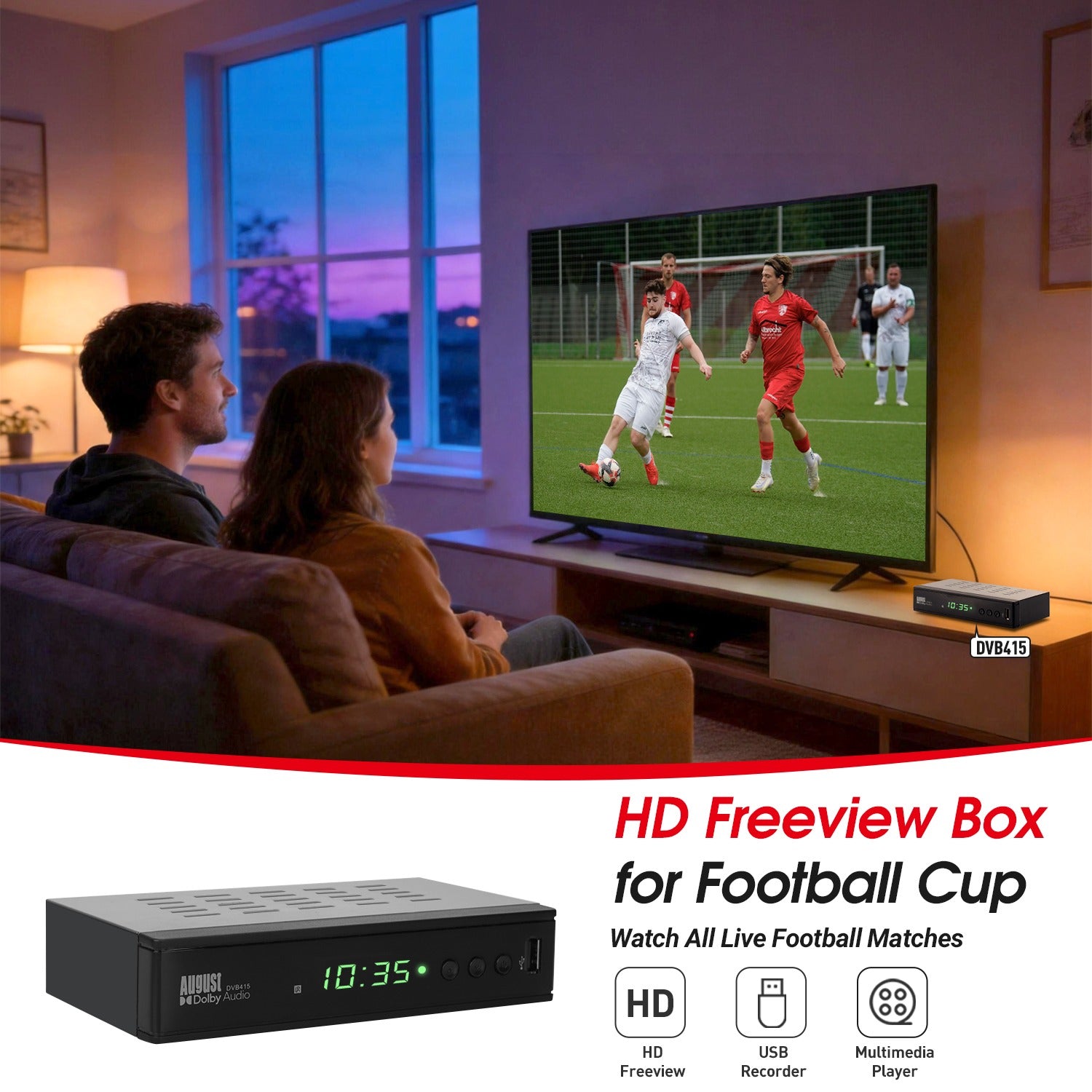August DVB415 HD Freeview Recorder Box