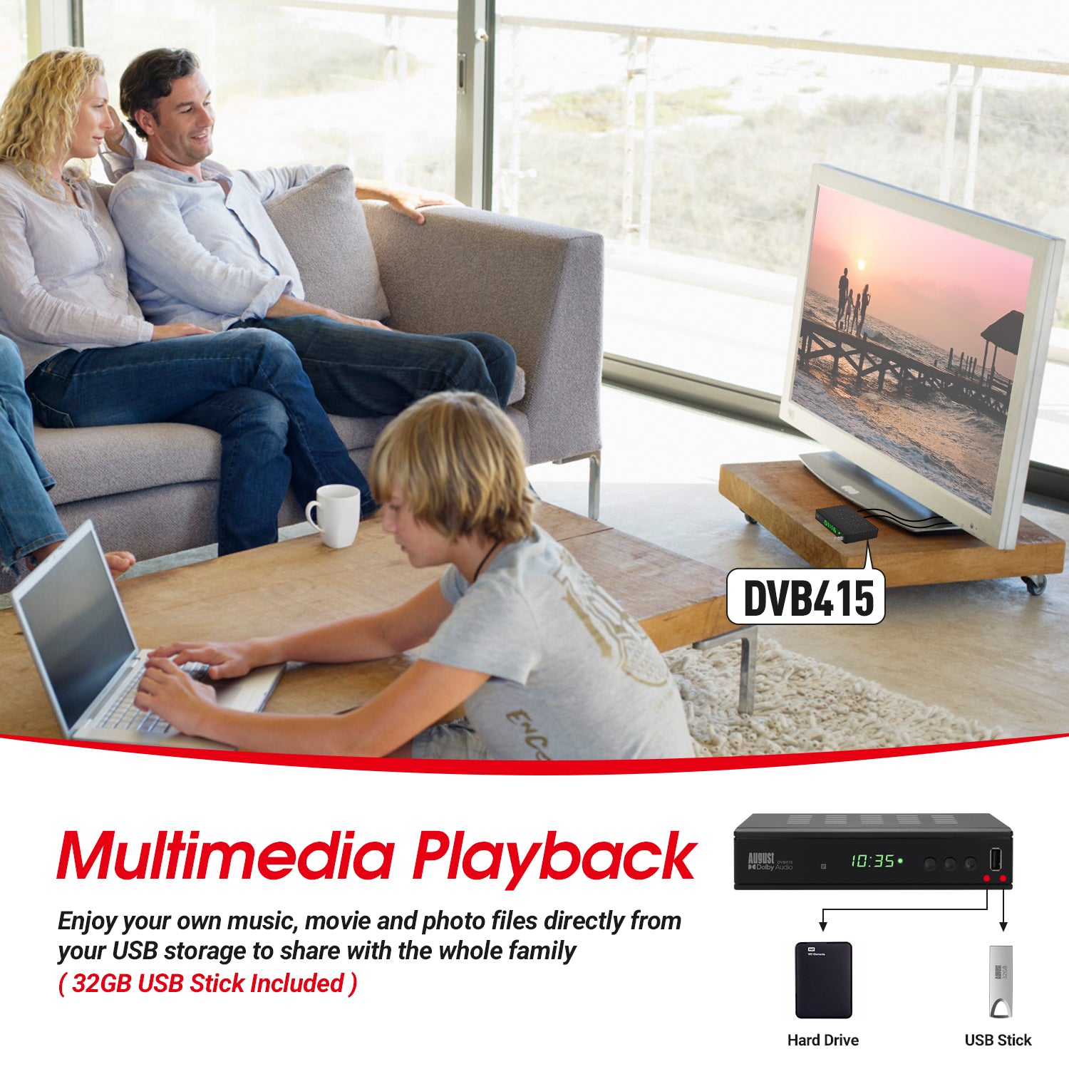 August DVB415 HD Freeview Recorder Box