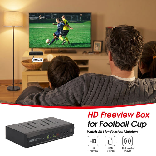 August DVB482 Freeview HD Twin Tuner TV Recorder Box with USB Recording, Pause & Rewind Live TV, HDMI & SCART