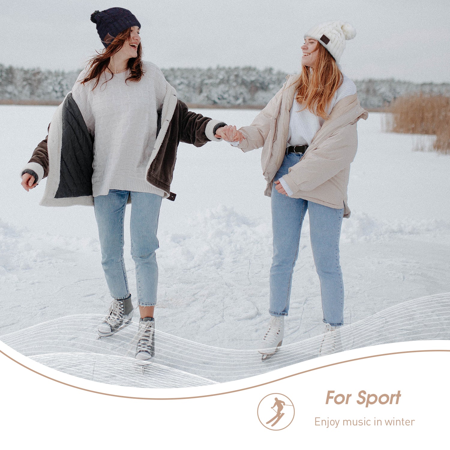 Bluetooth Pom Pom Winter Beanie Hat 20 Hour Synthetic Wool August EPA30