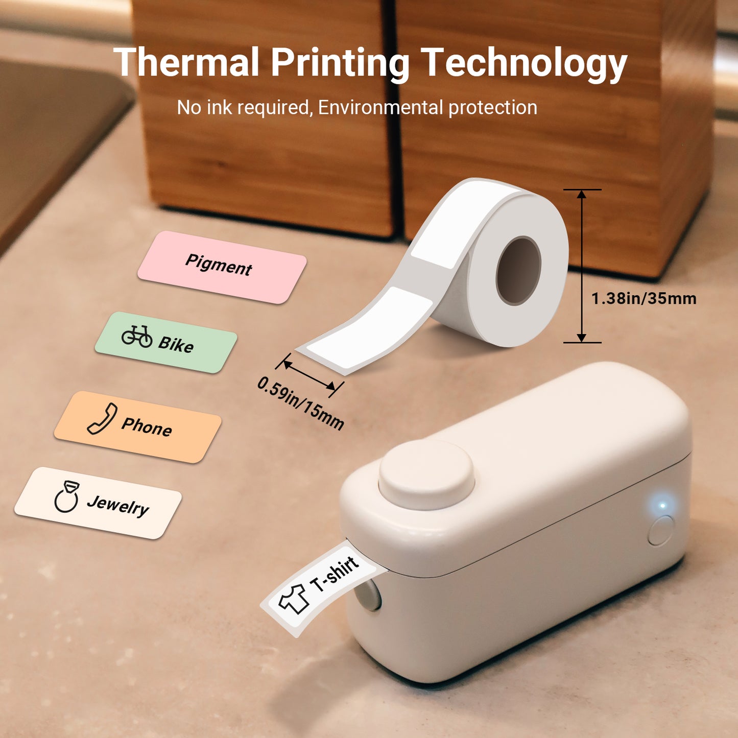 Portable Thermal Label Printer Ink-Less with Bluetooth, Tape, Cutter, Rechargeable Battery – August LBP160W