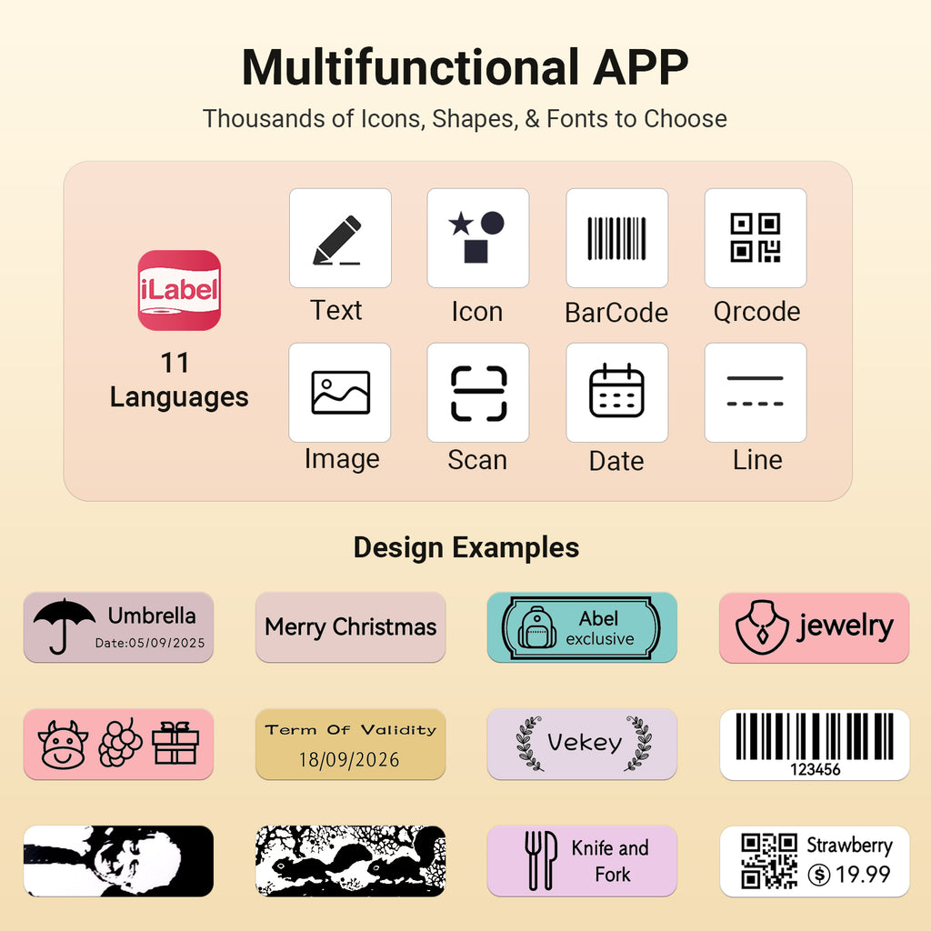 Portable Thermal Label Printer Ink-Less with Bluetooth, Tape, Cutter, Rechargeable Battery – August LBP160W