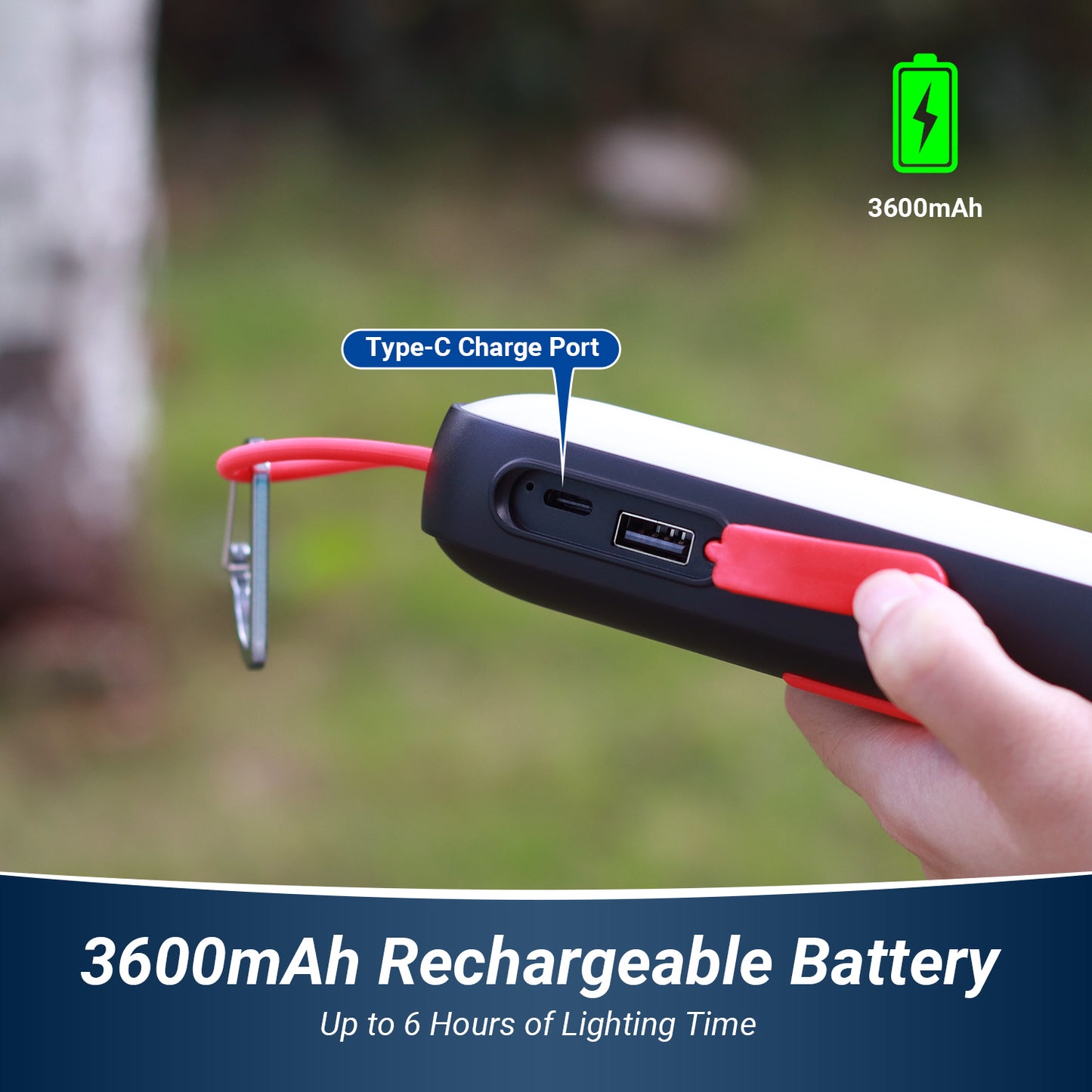 Rechargeable LED Torch with Red Light SOS Mode and Camping Power Bank - LEC600