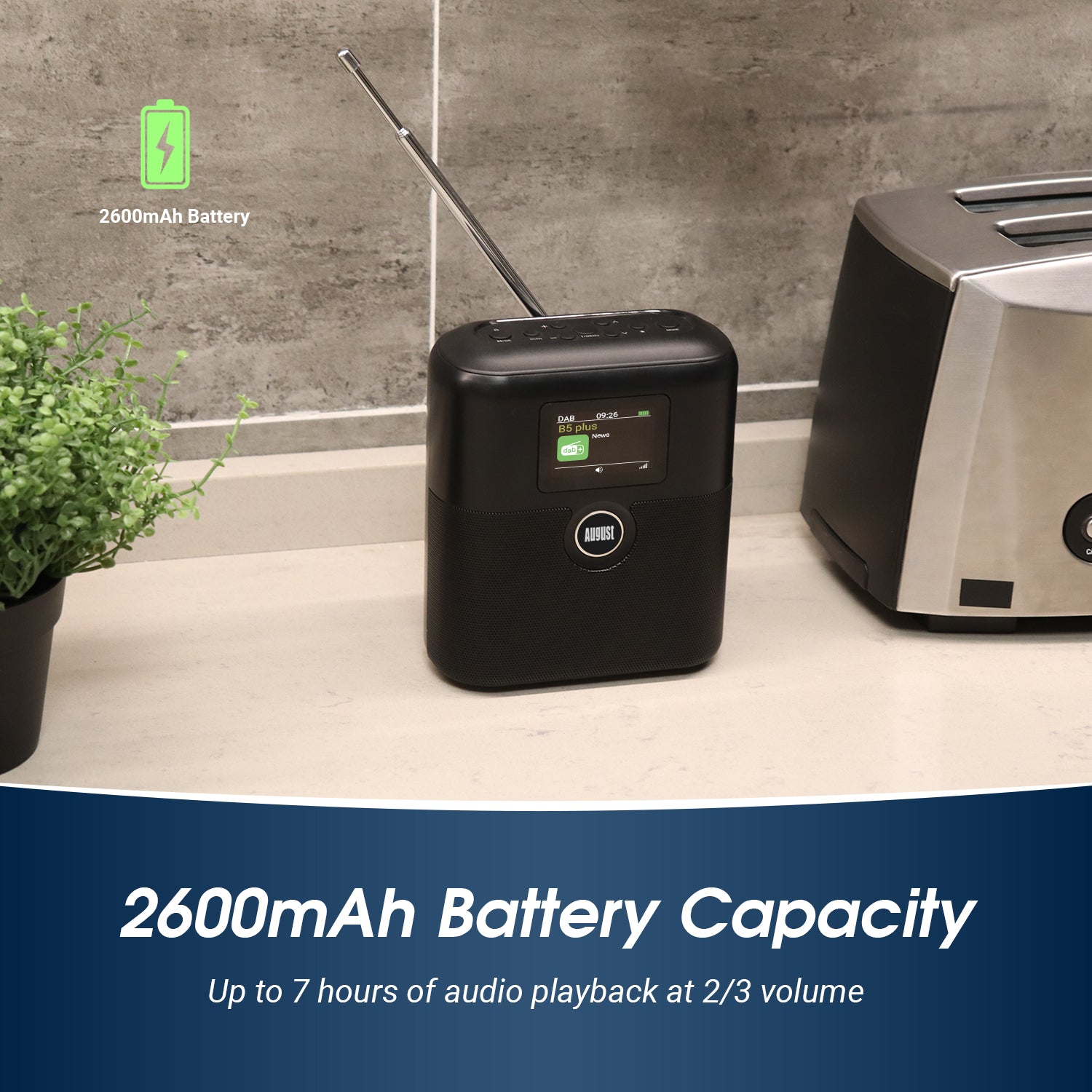 August MB330 Portable DAB Radio & Bluetooth Speaker