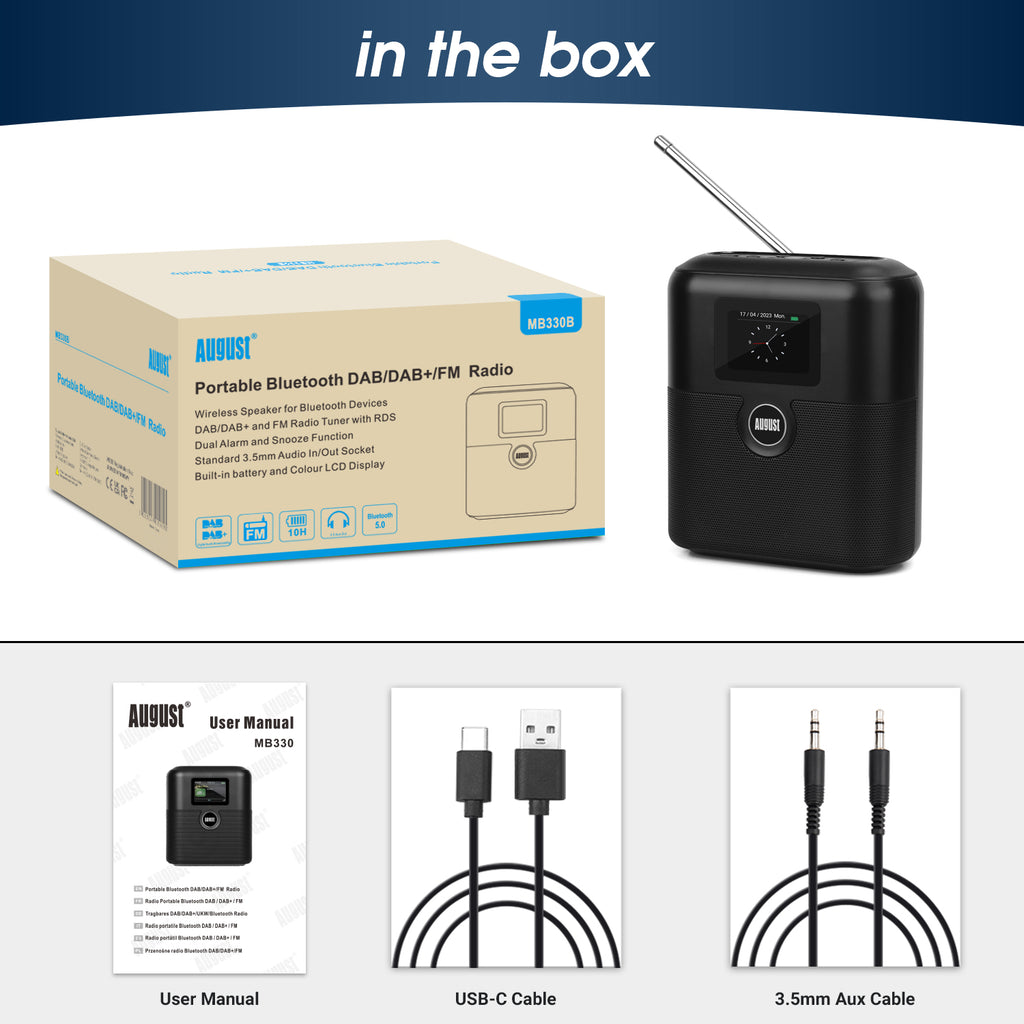 August MB330 Portable DAB Radio & Bluetooth Speaker