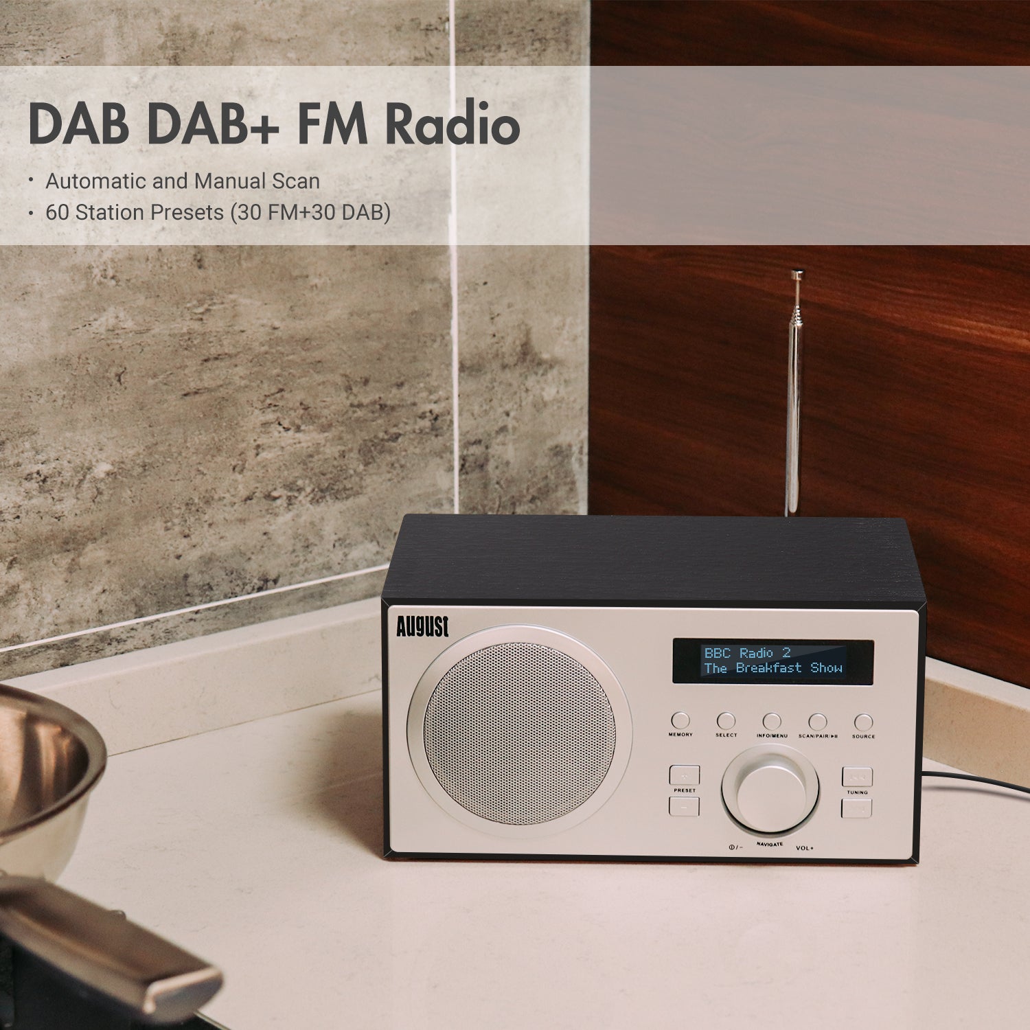 August MB420 Alarm Clock Digital DAB Radio