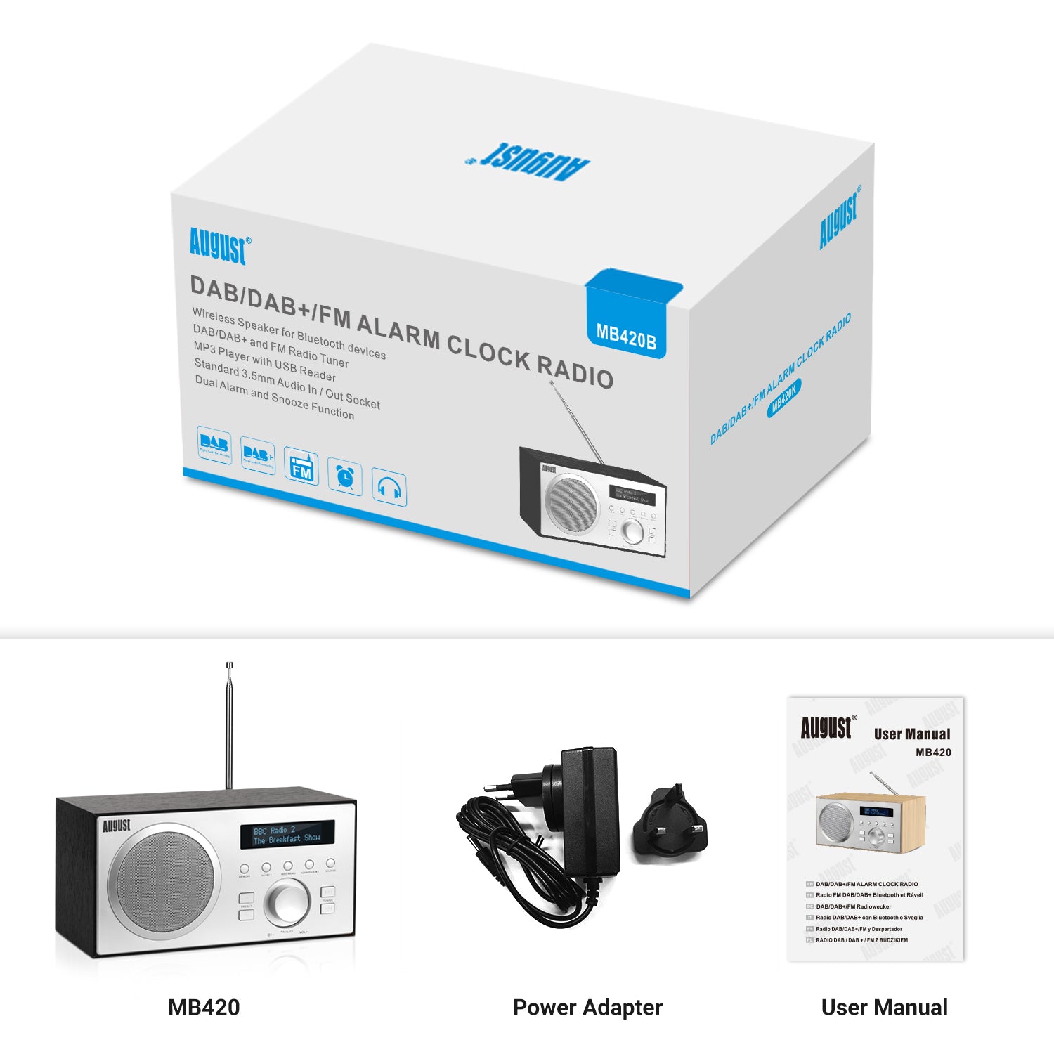 August MB420 Alarm Clock Digital DAB Radio