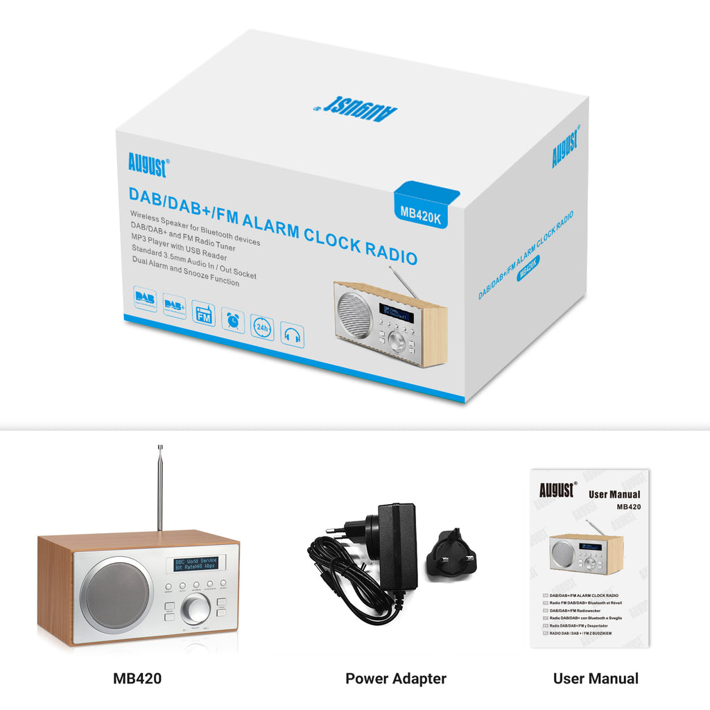 August MB420 Alarm Clock Digital DAB Radio