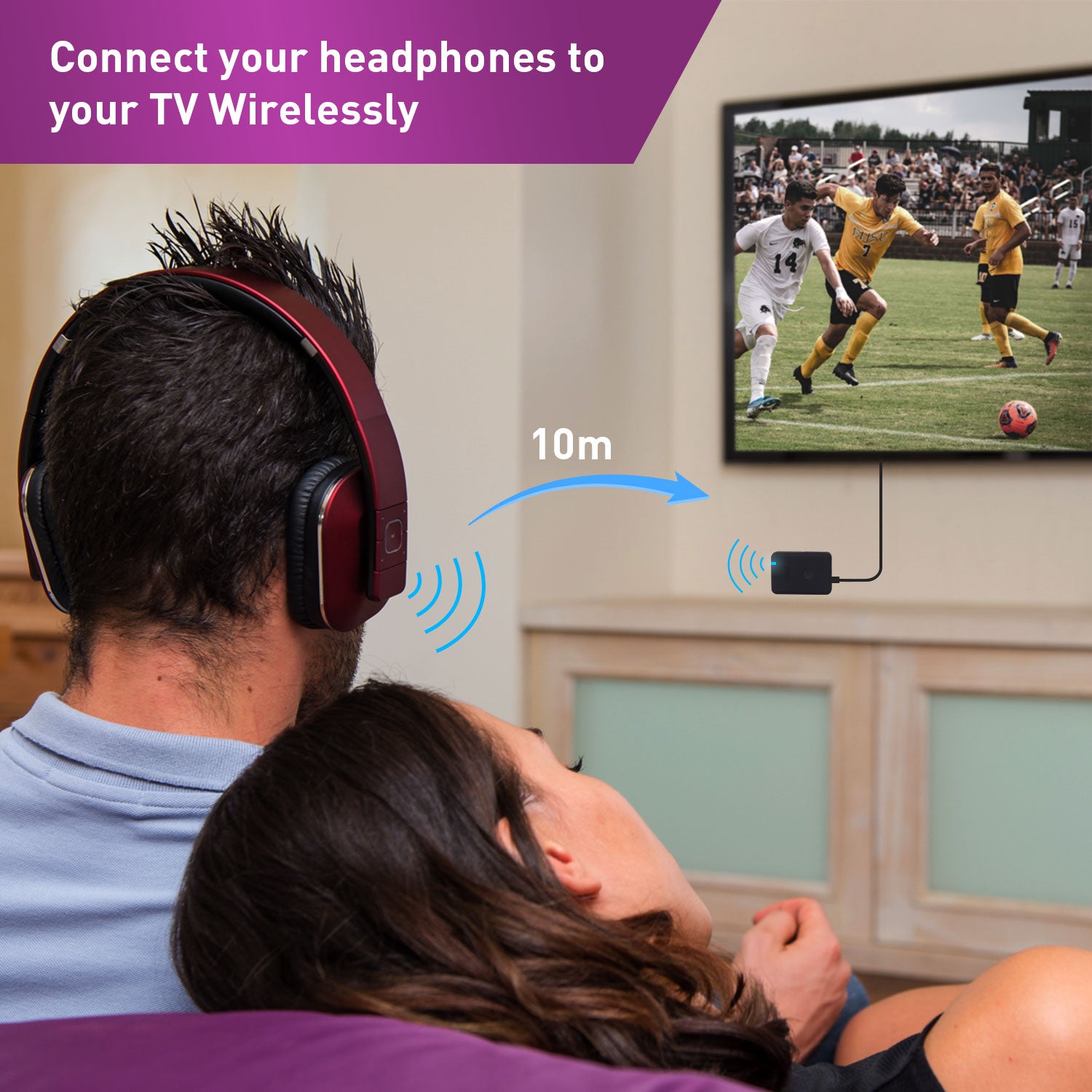 August MR250 Bluetooth TV Adapter - Stream Muziek Van 3,5 Mm Audio Naar Hoofdtelefoon En Speakers