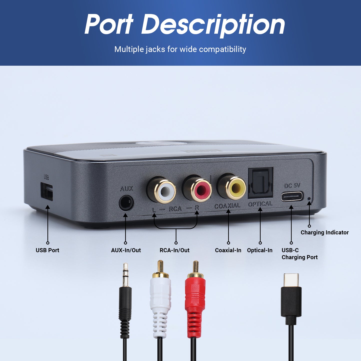 Bluetooth Audio Transmitter Receiver with USB Playback - August MR285