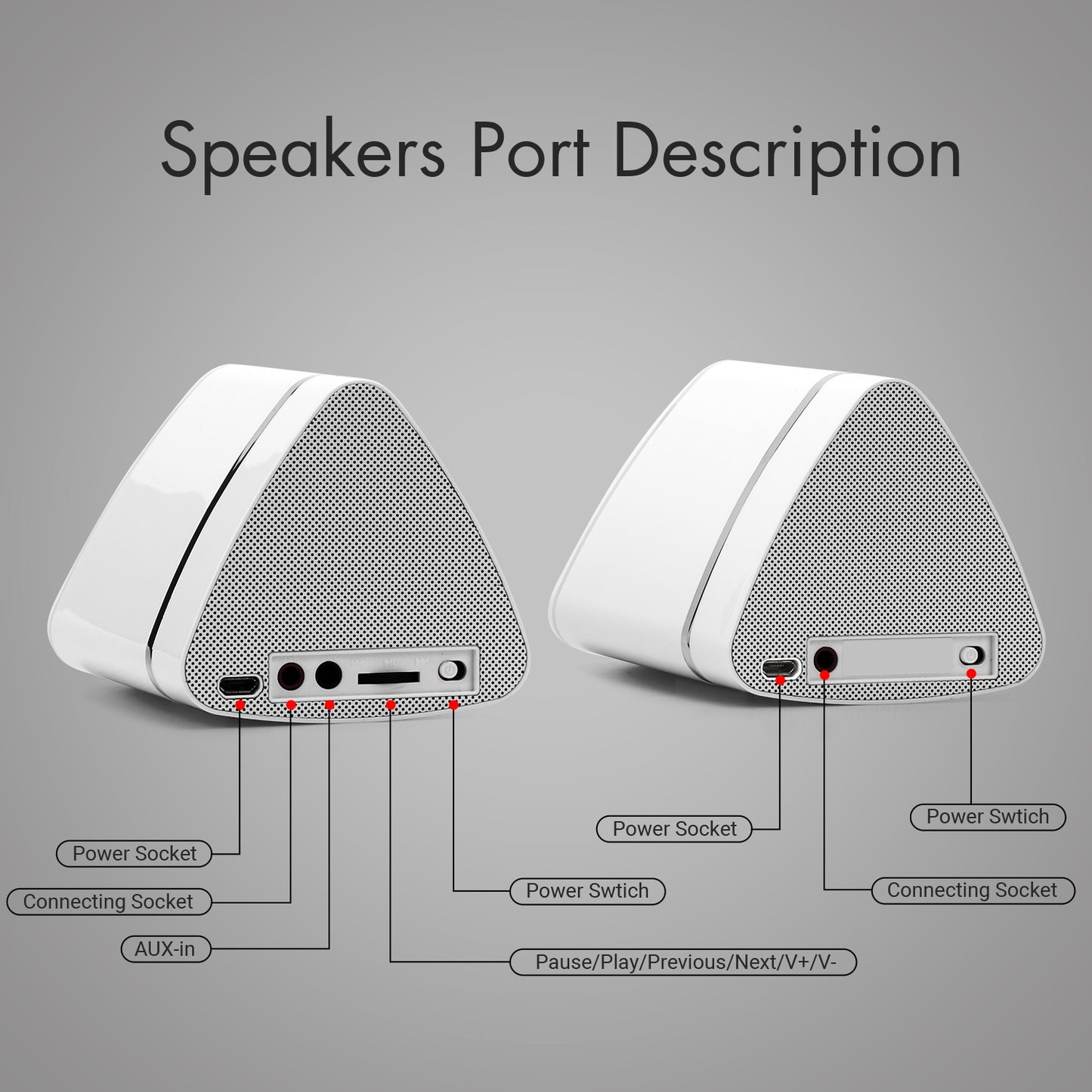 Twin Bluetooth Wireless Portable Speakers Rechargeable Battery - August MS515