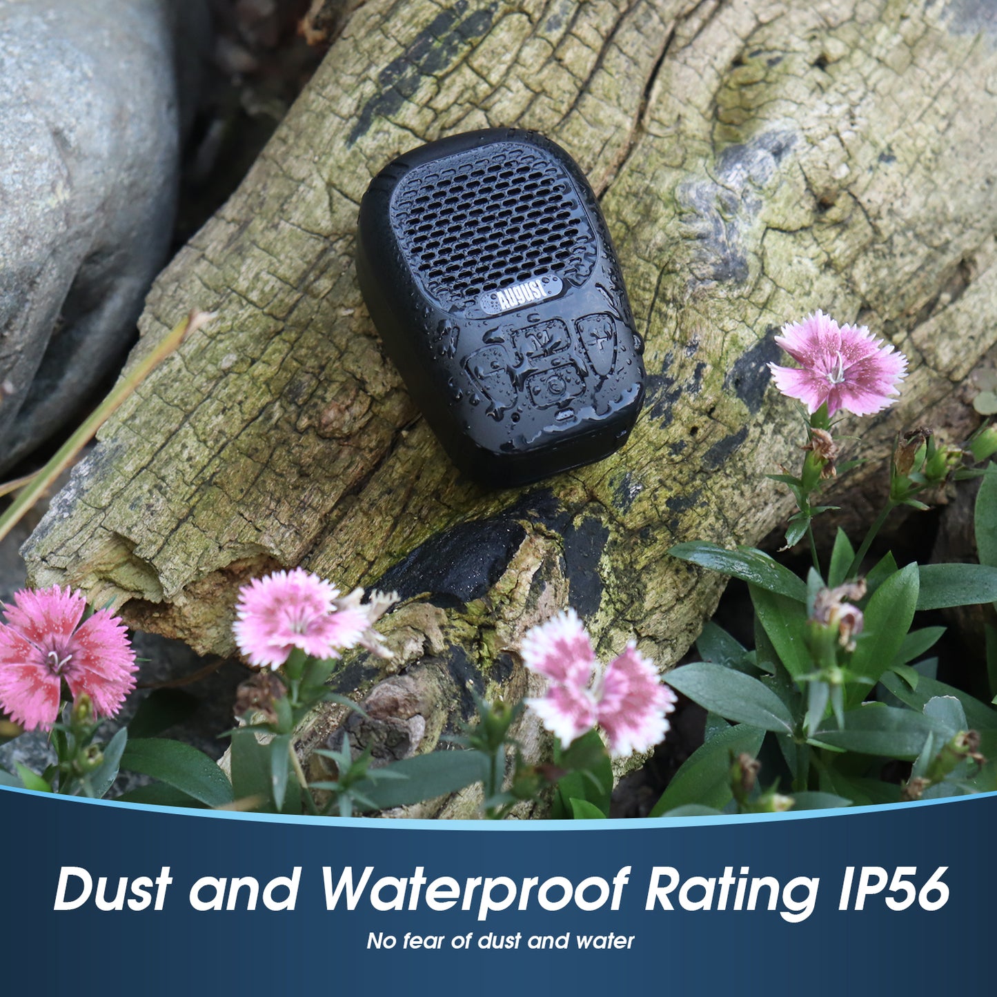 Mini Waterproof Bluetooth Speaker for Cycling, Hiking, Outdoors - August MS550