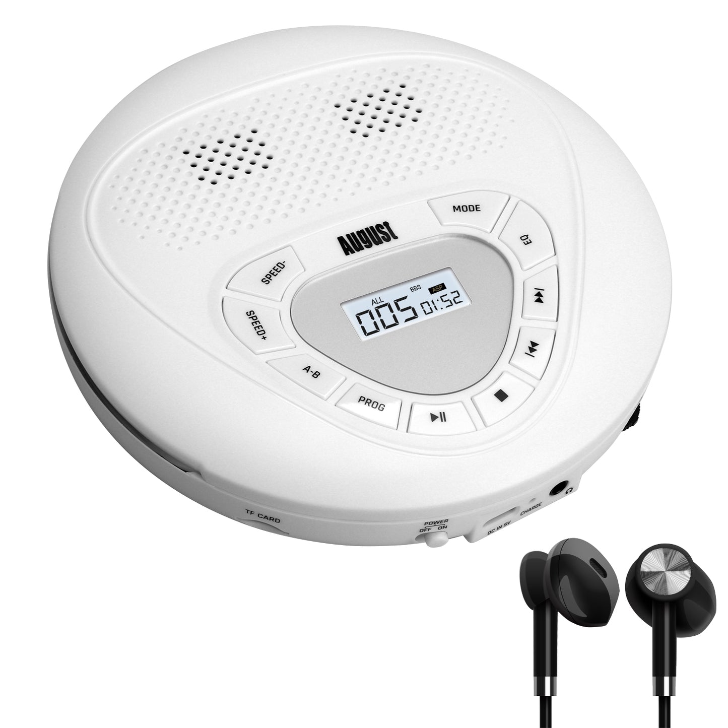 Personal CD Player Portable Rechargeable MP3 Built-in Speakers AUX - August SE10