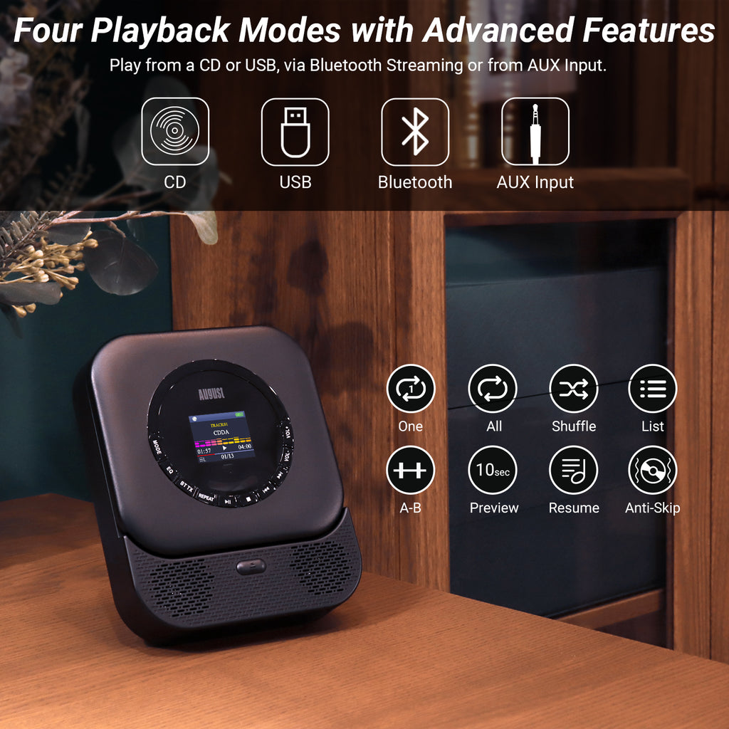 Portable Music CD Player with Bluetooth and MP3 USB In Speaker SE15