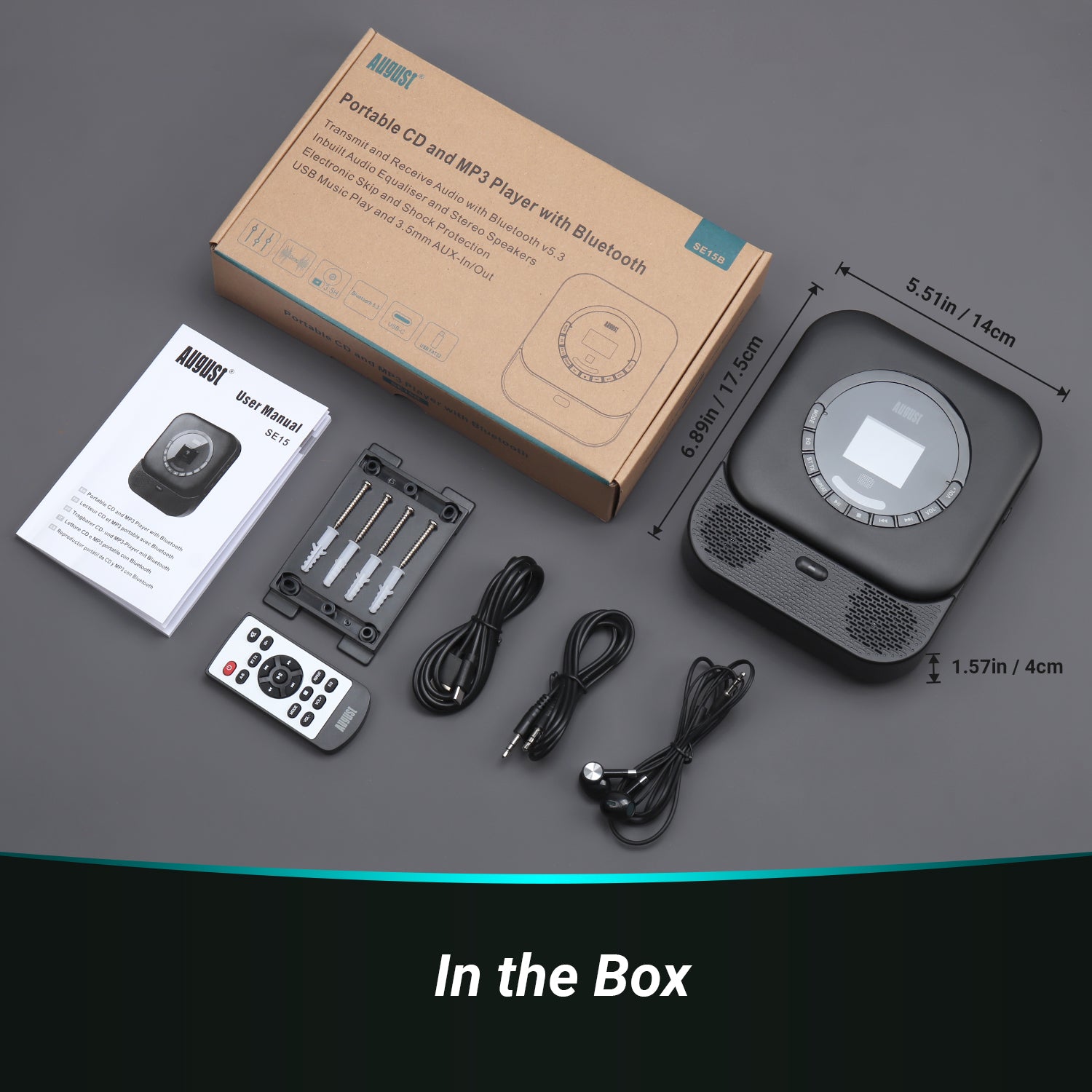 Portable Music CD Player with Bluetooth and MP3 USB In Speaker SE15