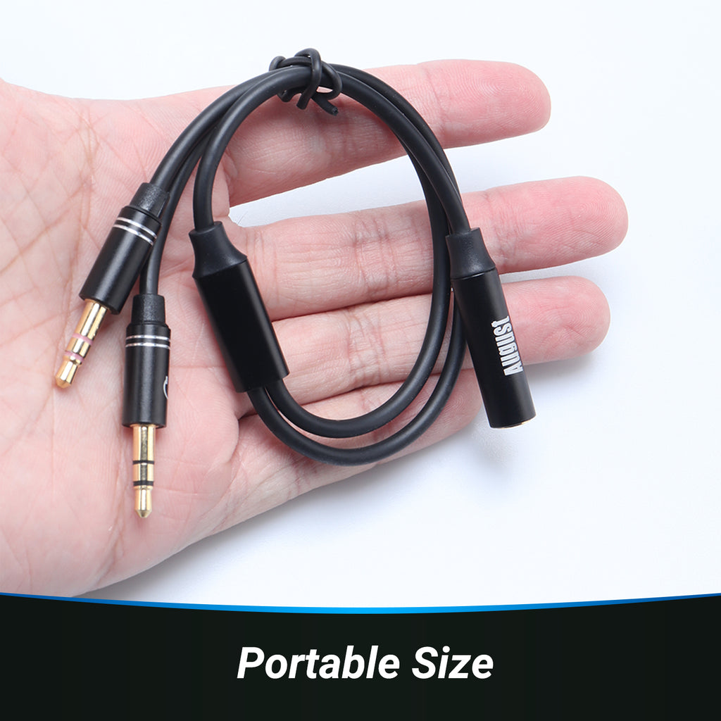 3.5mm Headphone Jack Splitter for Microphone & Stereo Audio Headphones - August TAA220