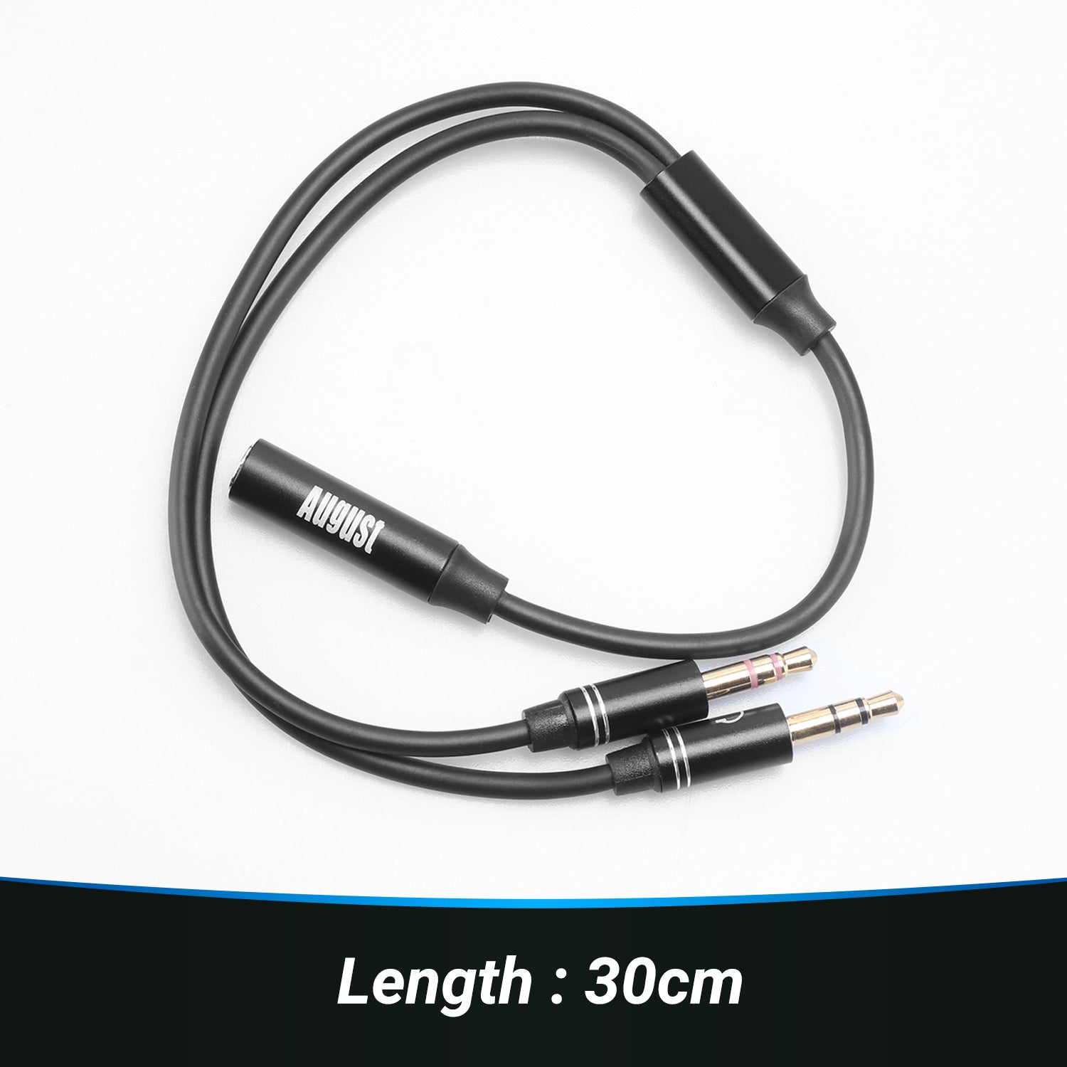 3.5mm Headphone Jack Splitter for Microphone & Stereo Audio Headphones - August TAA220