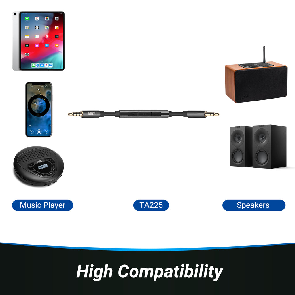 Aux to Aux Cable for Car, Headphones, CD Player and More August TAA225